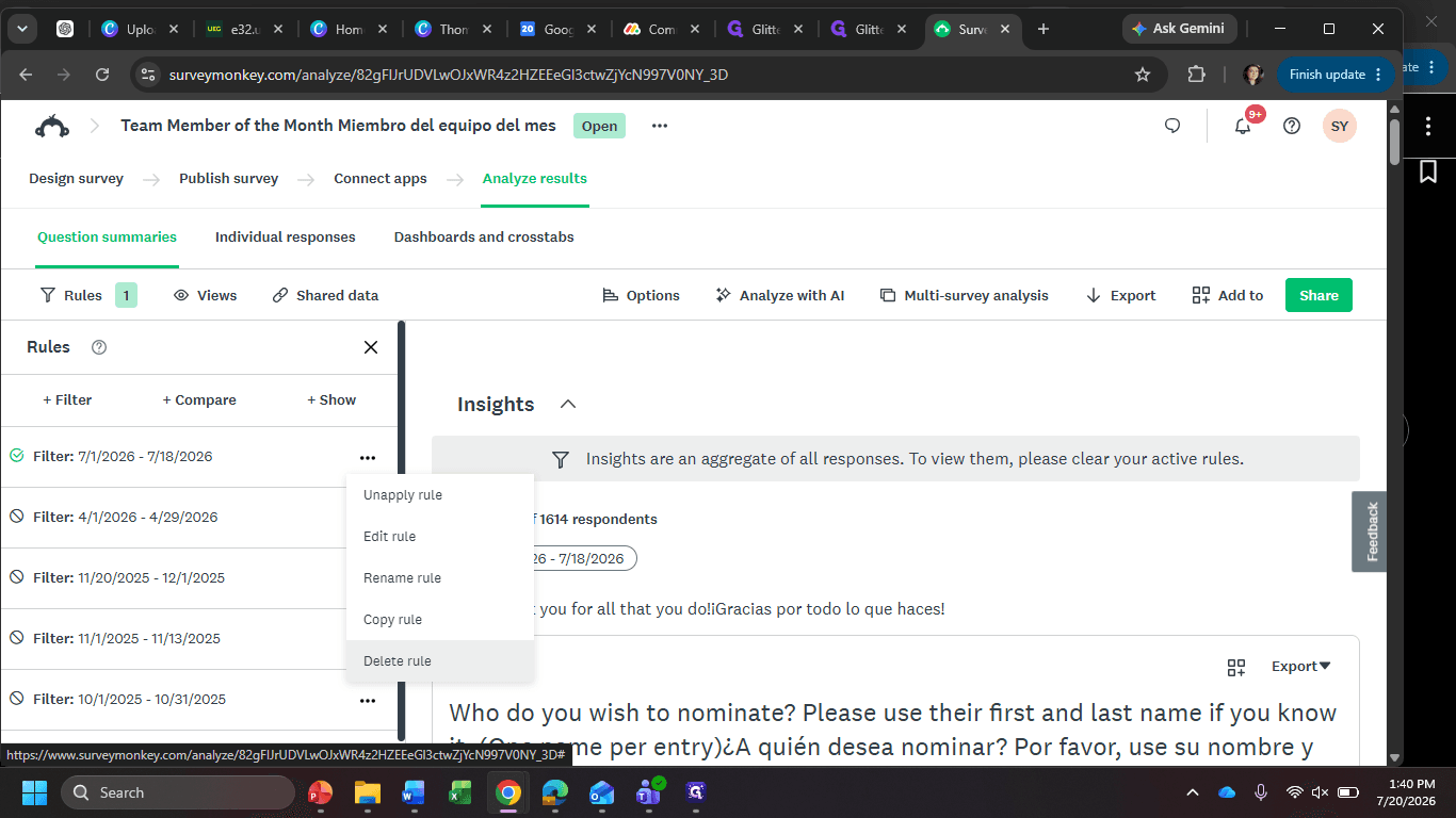 Step #4: Select Delete rule from the dropdown menu.