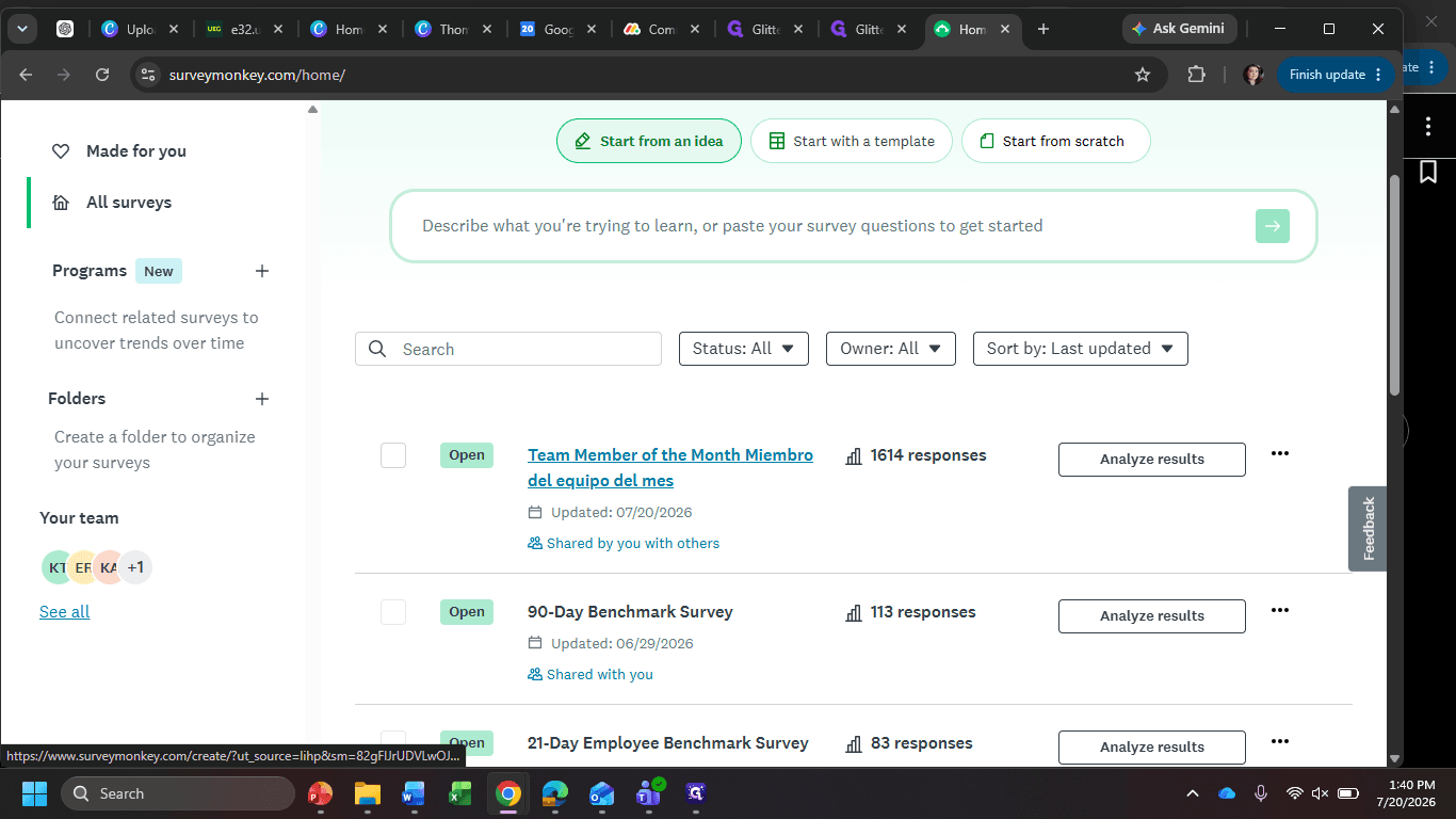 Step #1: Click the Team Member of the Month survey from your dashboard.