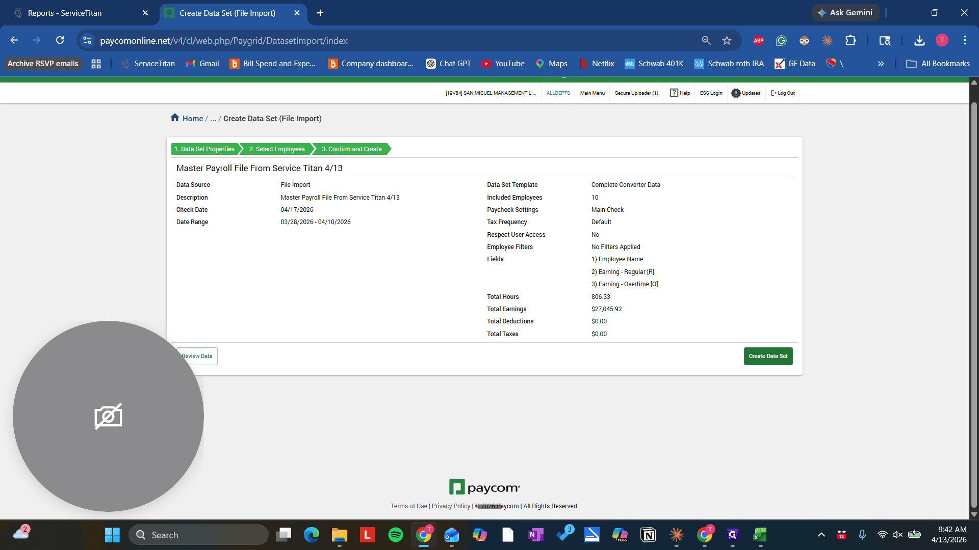 Step #35: Click on "Create Data Set"