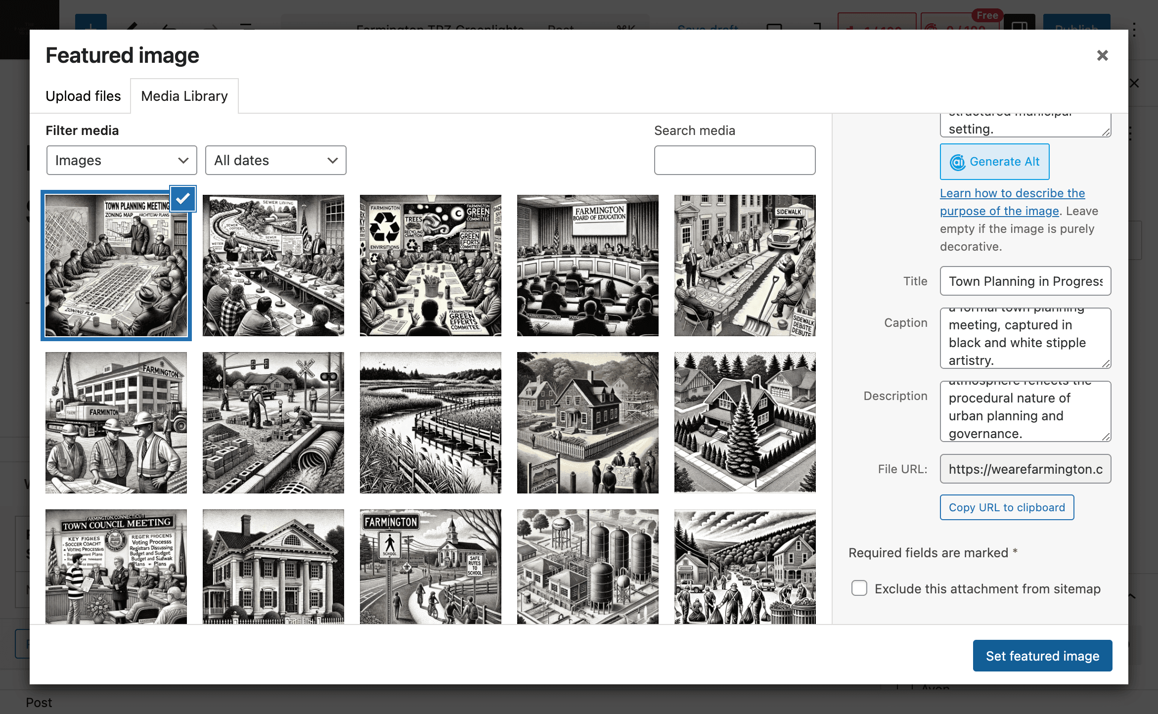 Step #23: Click on "Set featured image"