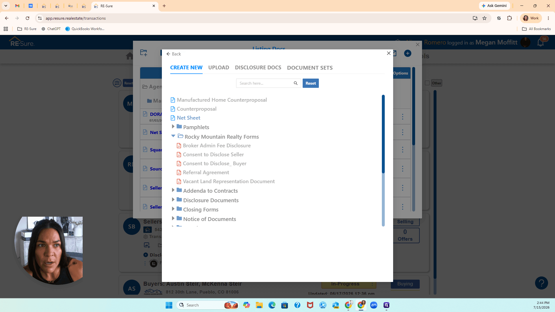 Step #4: Click on the appropriate disclosure, such as the Consent to Disclose to Seller, to pull it into the folder.