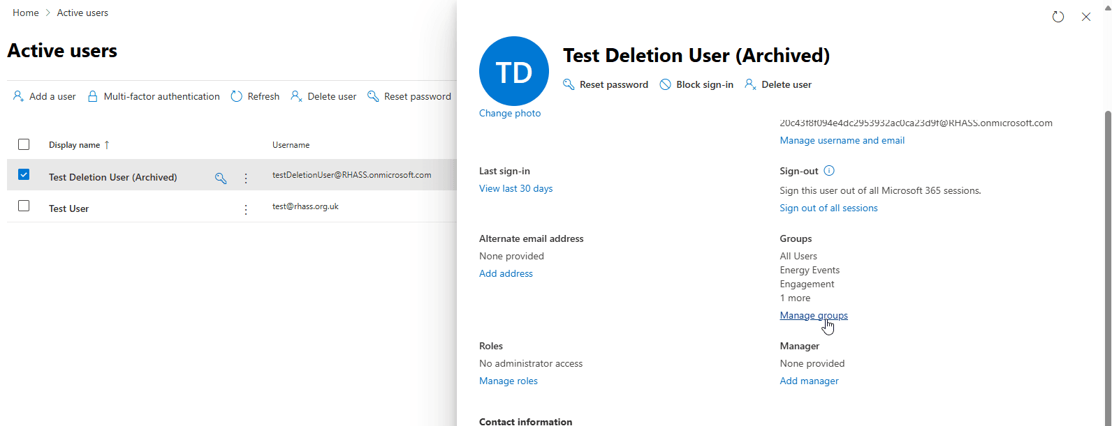 Step #19: Refresh the page, and click back into the user, which should now say '(Archived)