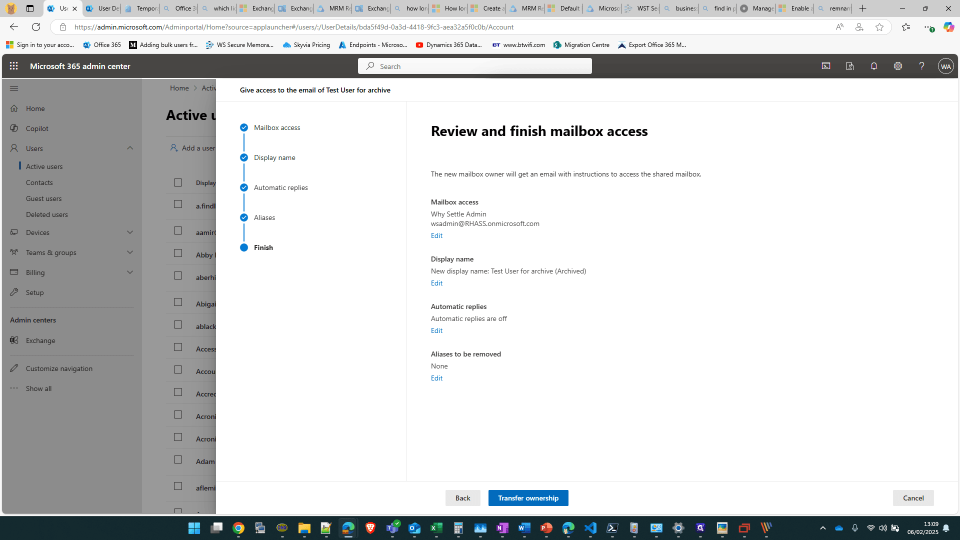 Step #16: Click on "Transfer ownership"