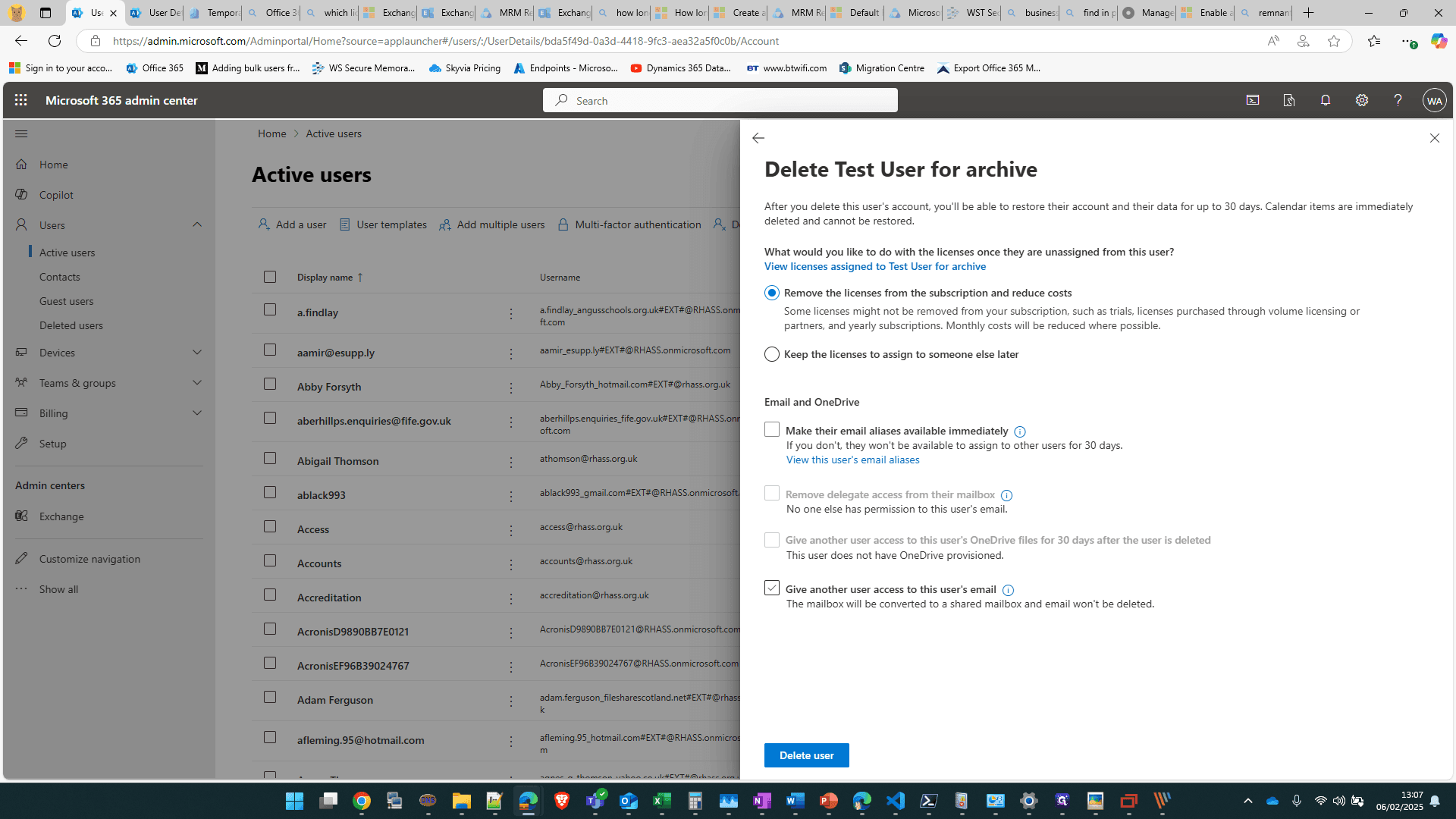 Step #6: Select "Give another user access to this users email"