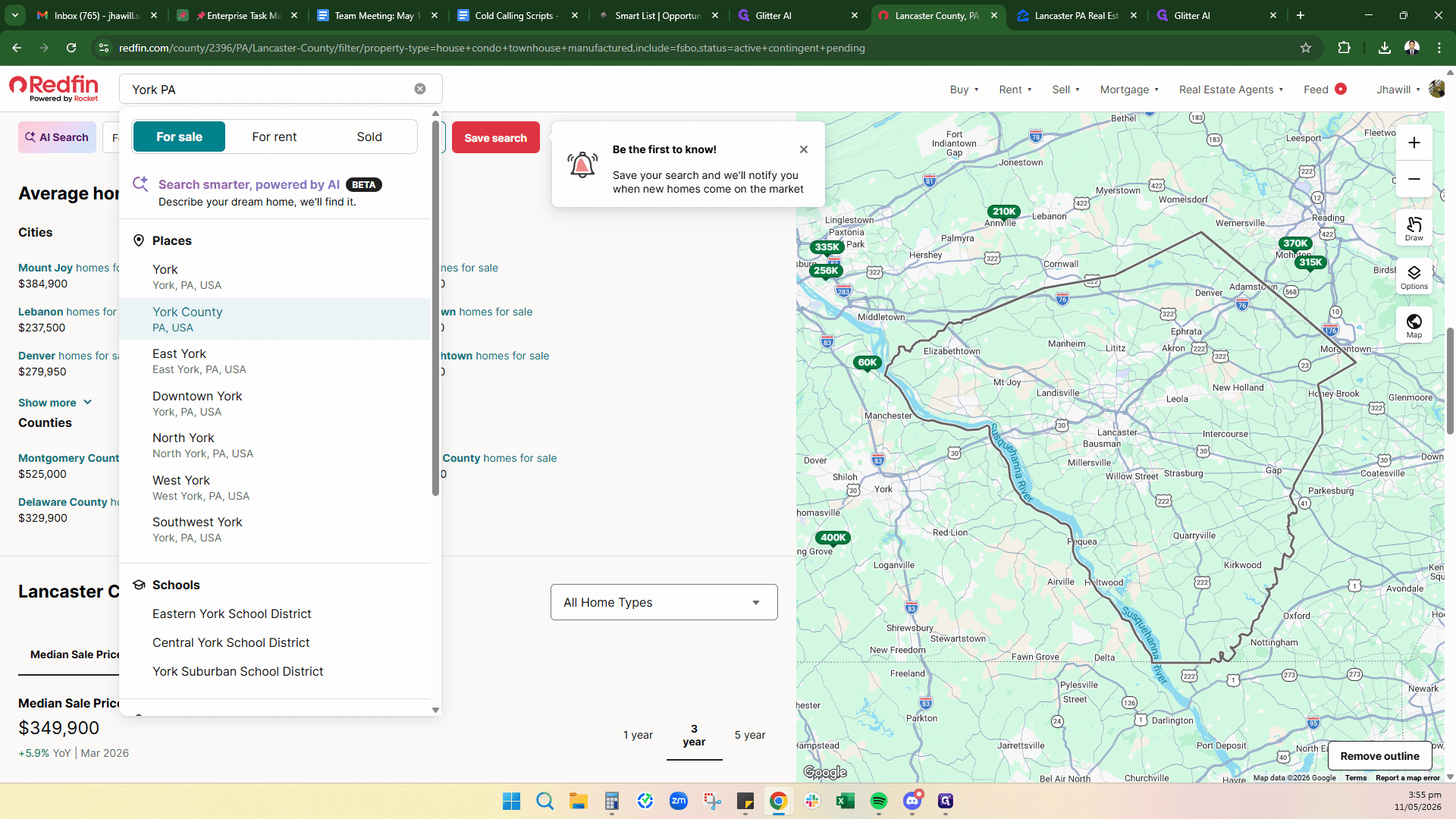 Step #17: Enter your target market in Redfin and select the correct region from the dropdown.