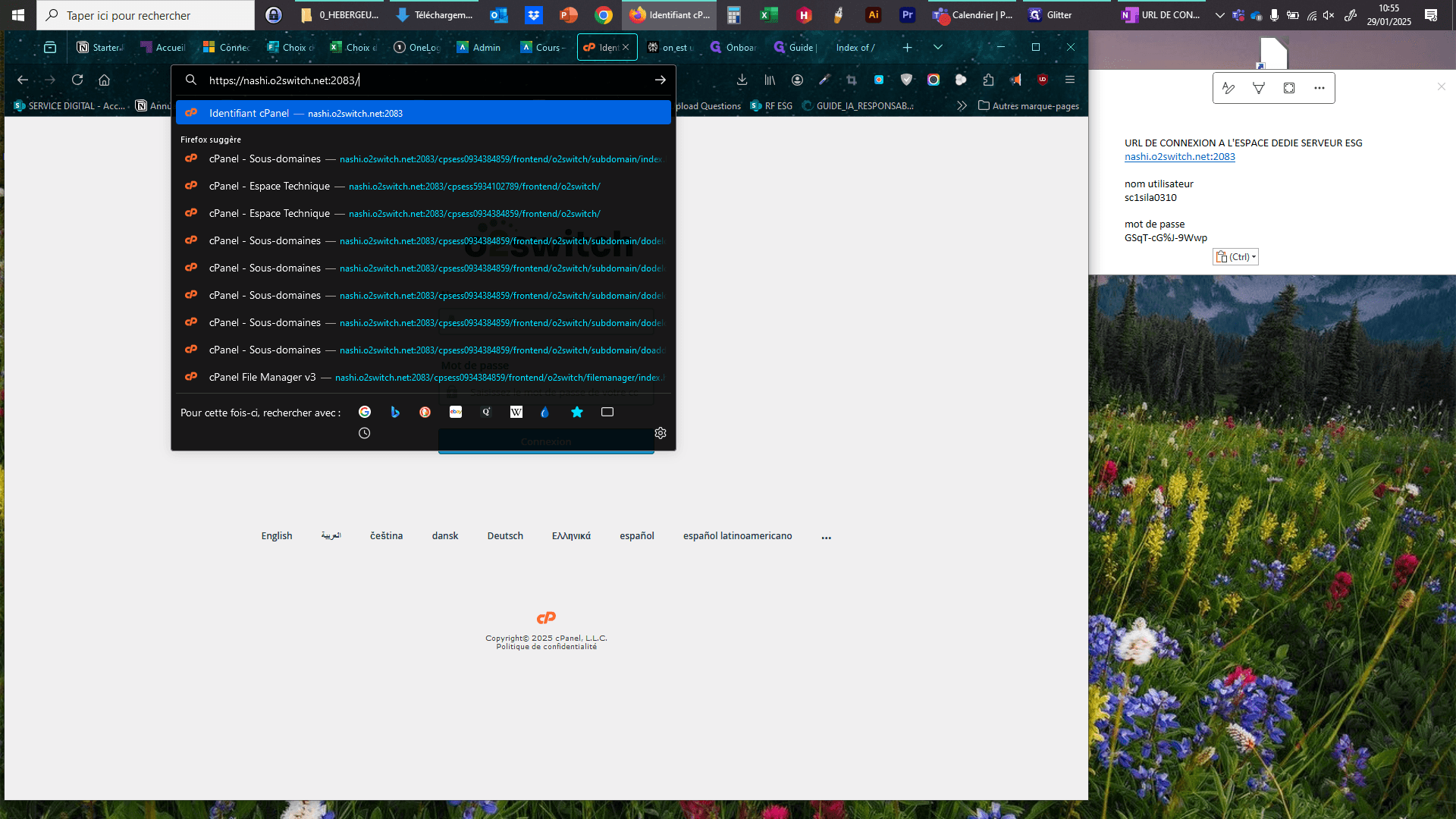 Step #1: Renseigner l'URL de connexion au cpanel