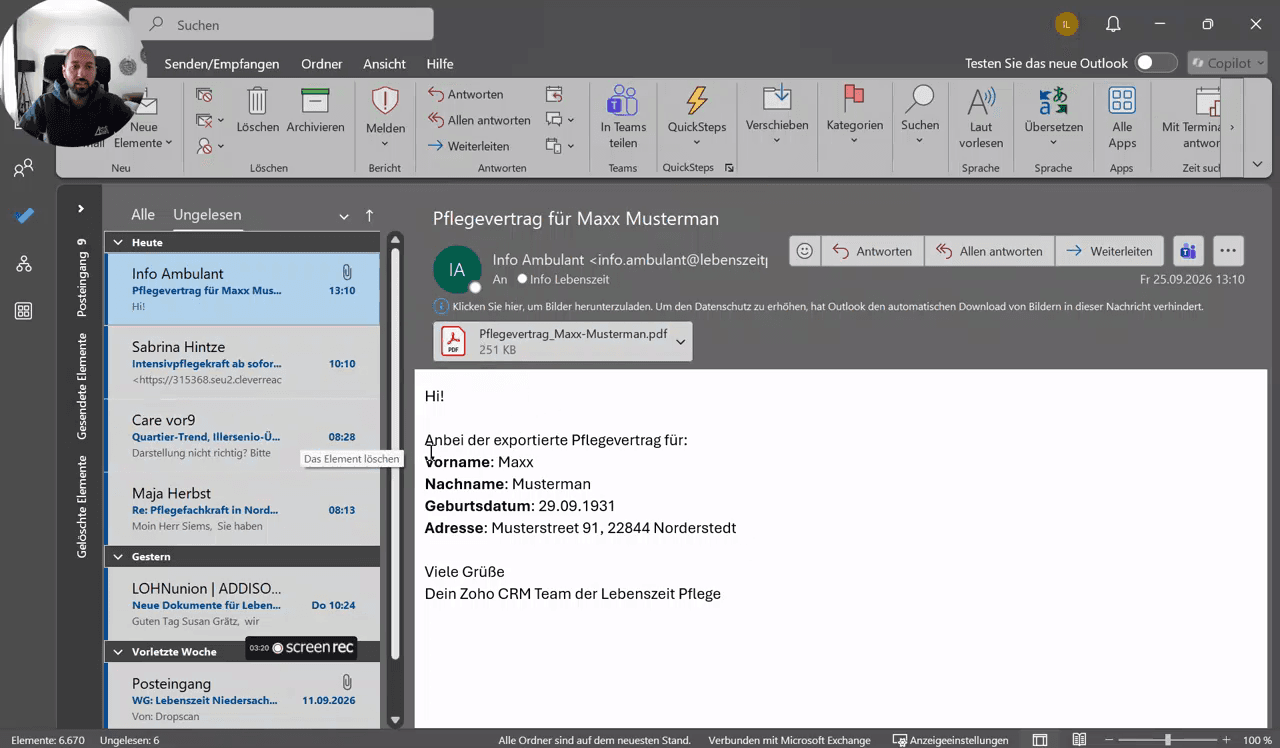Step #1: Öffne das E-Mail-Postfach und rufe die neu eingegangene E-Mail auf.