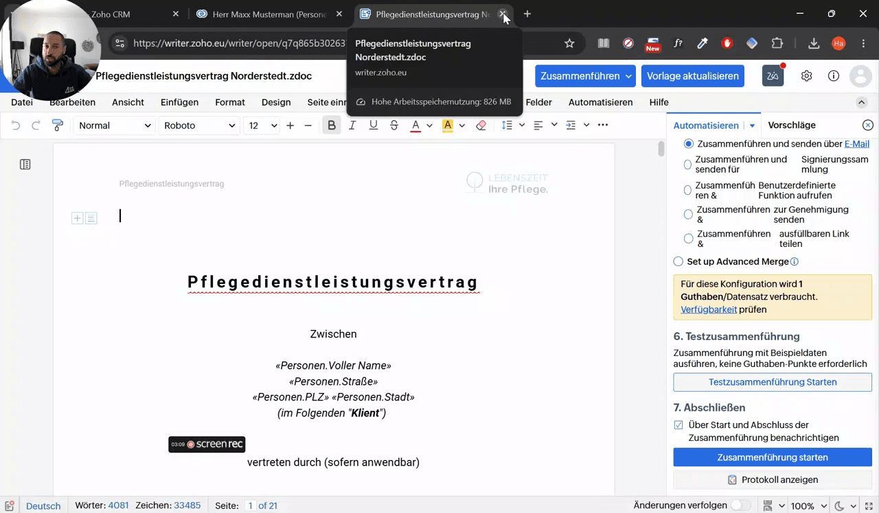 Step #4: Schließe den Browser-Tab mit der Dokumentenvorlage.