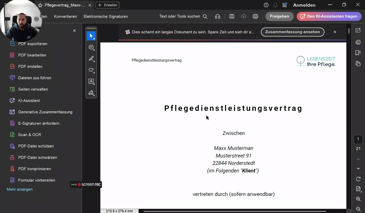 Step #3: Überprüfe das PDF auf Vollständigkeit und inhaltliche Richtigkeit der Klientendaten.