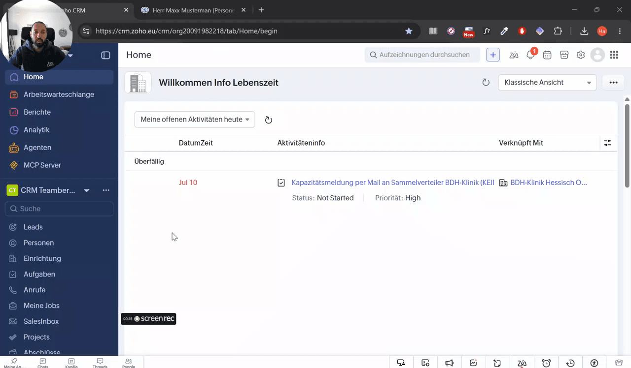 Step #1: Klicke auf das Modul Personen in der linken Seitenleiste.