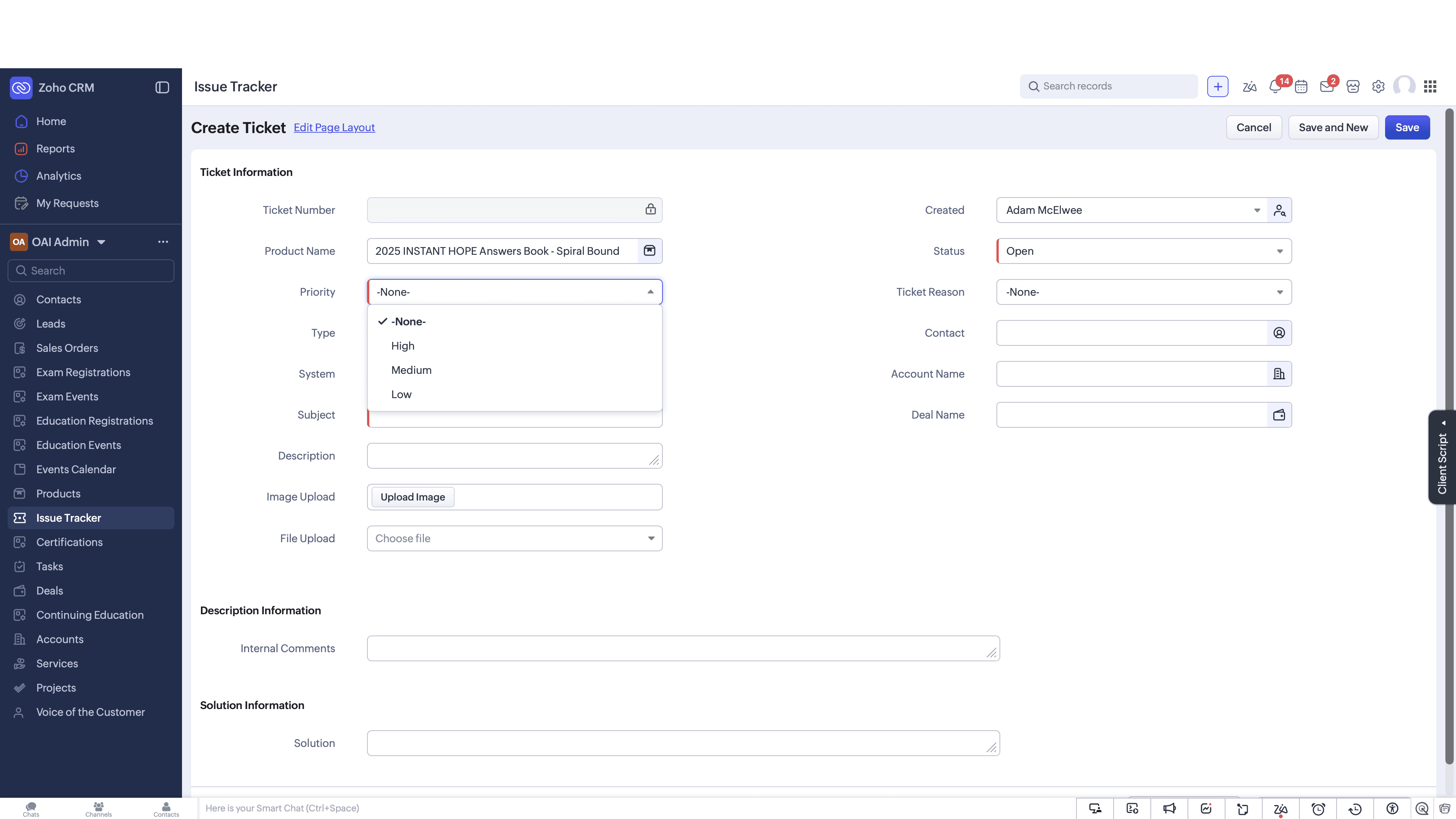 Step #4: Set the Priority to accurately reflect the urgency (e.g., Medium).