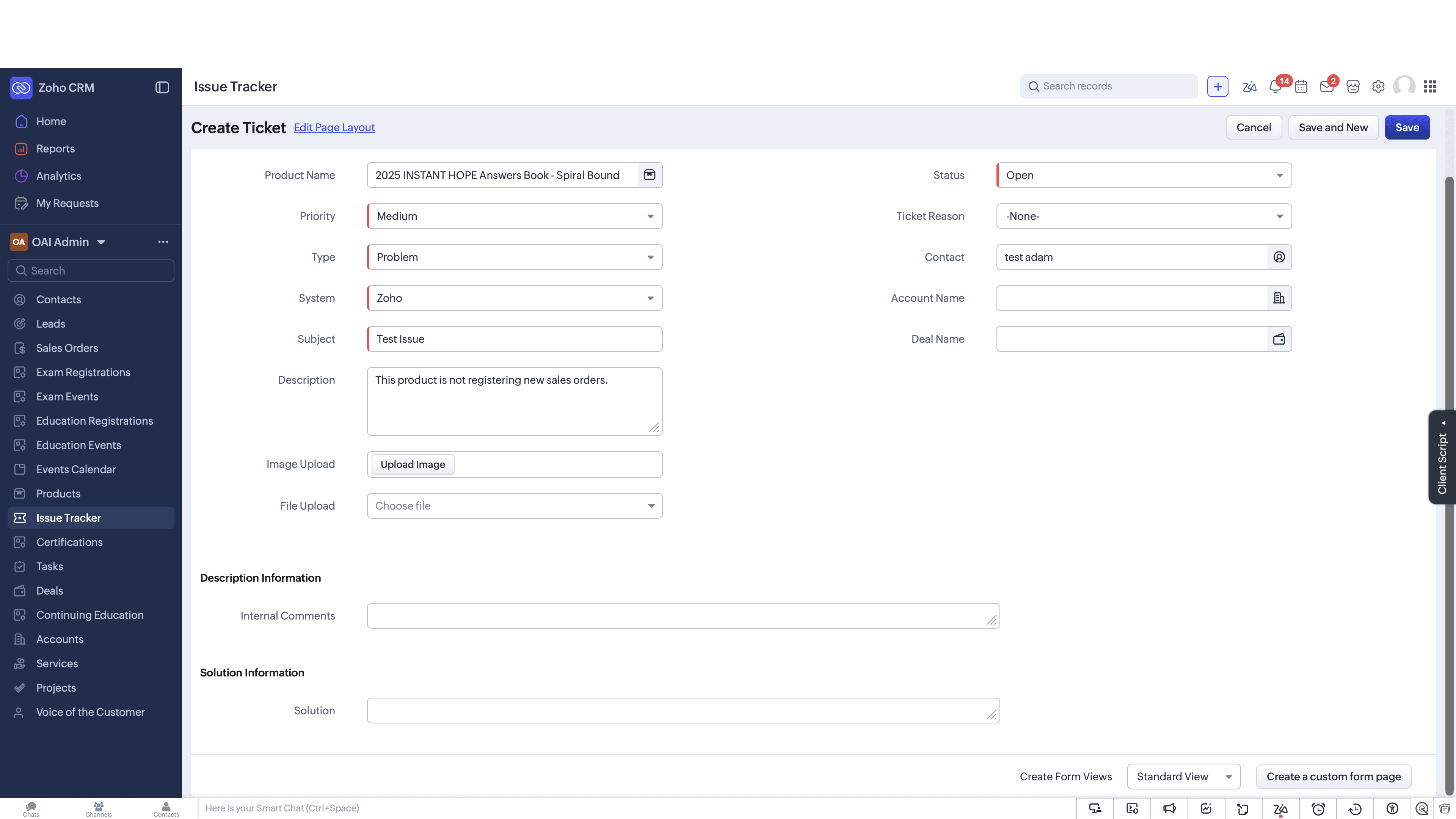 Step #10: Click Save to officially create the ticket.