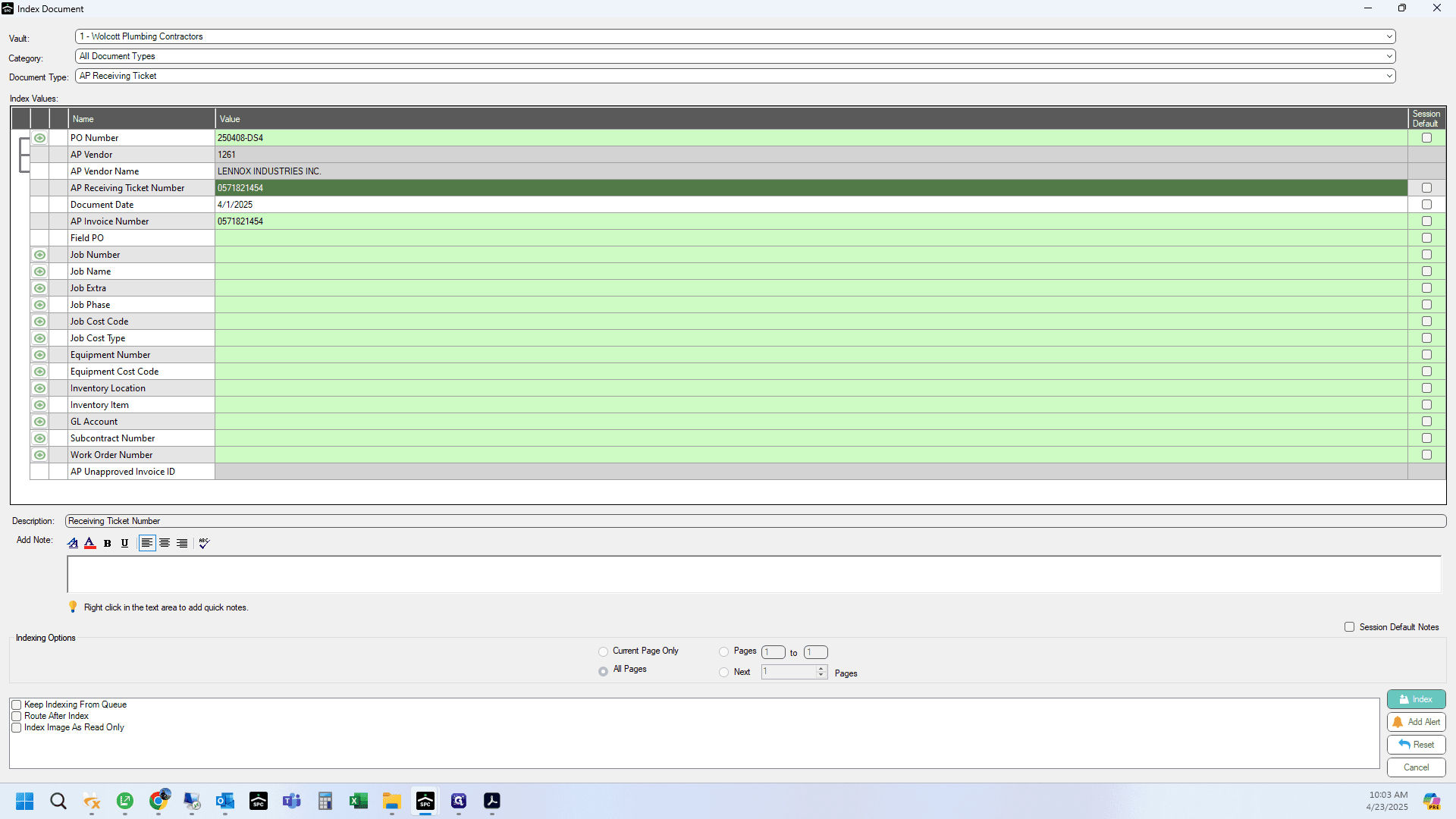 Step #15: Click on "+ Index"