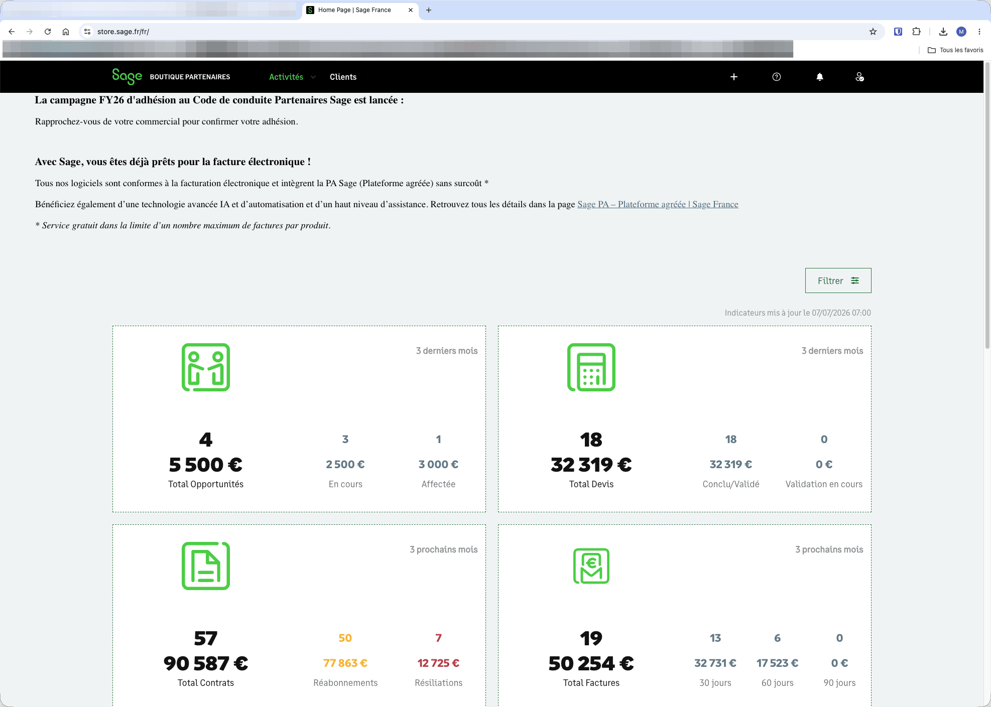 Step #3: Depuis votre tableau de bord partenaire, cliquez sur Activités dans la navigation.