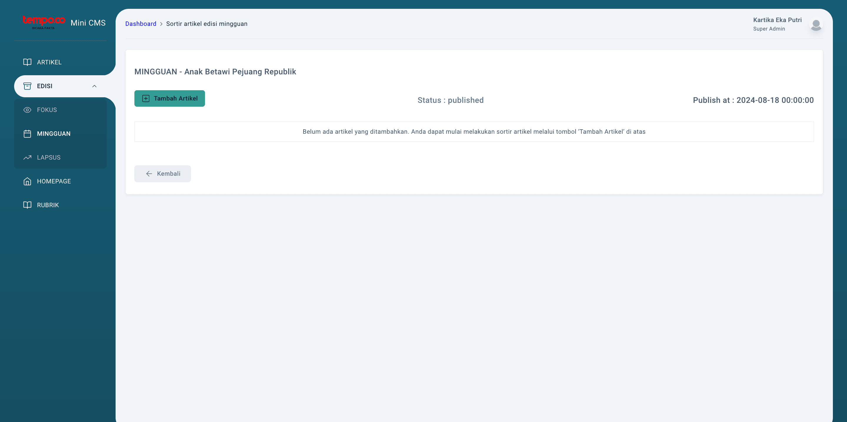 Step #8: Kemudian klik button 'Tambah Artikel'