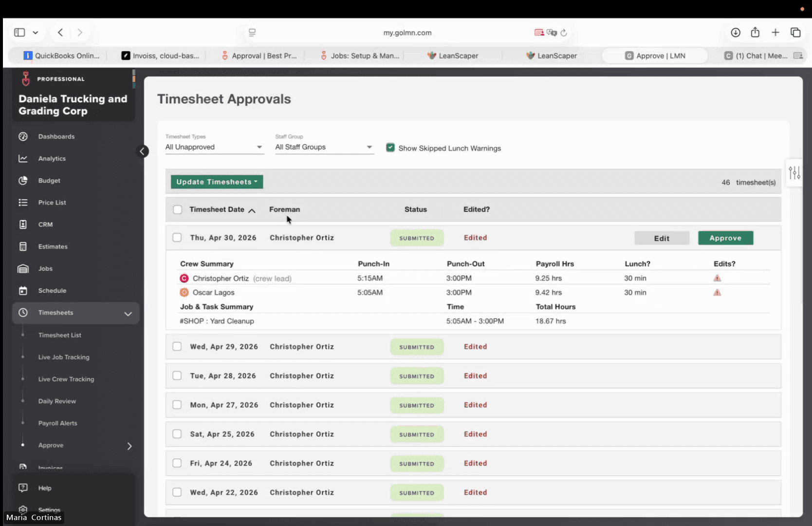 Step #17: Filter the list by selecting All Unapproved or specifying a date range.