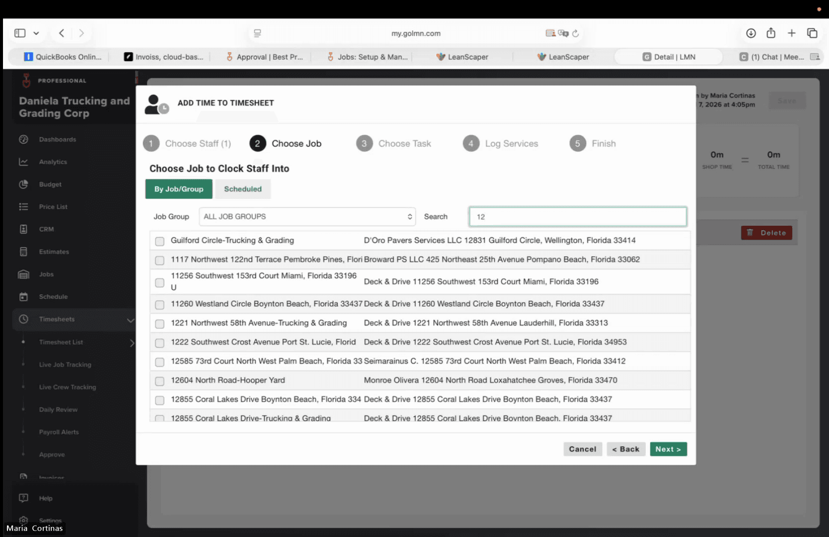 Step #8: Select the appropriate job site from the available list.