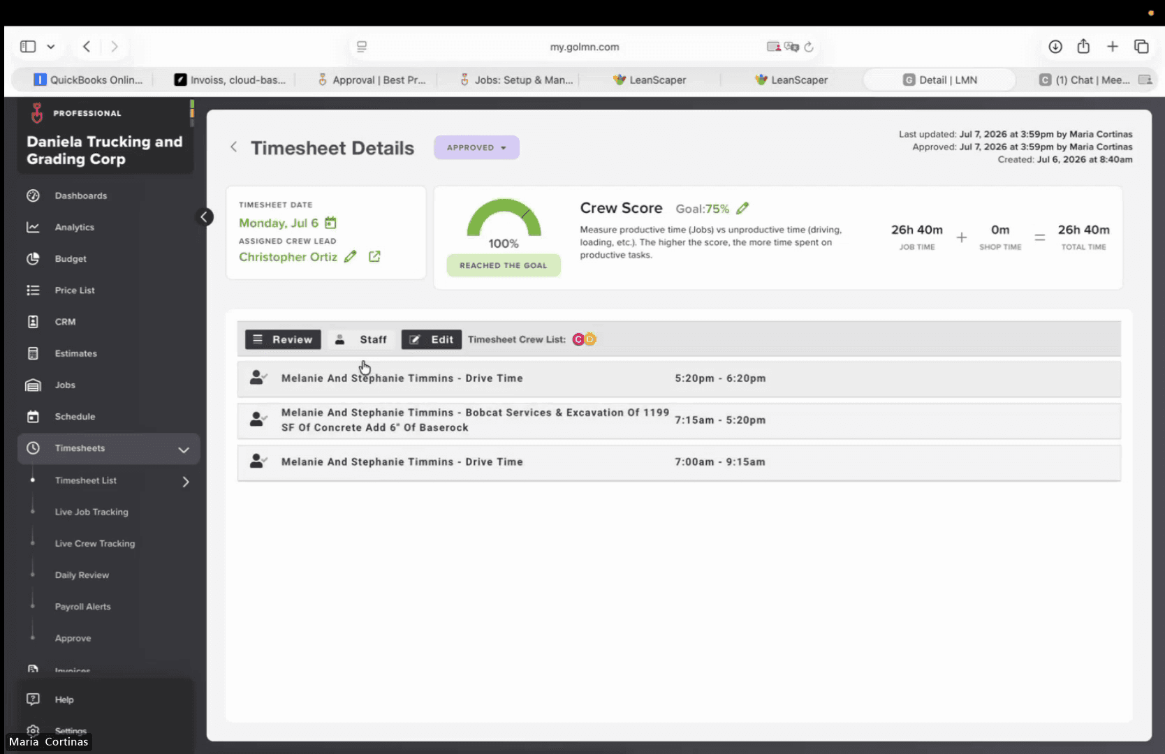 Step #1: Click Timesheet List in the left-hand navigation sidebar.