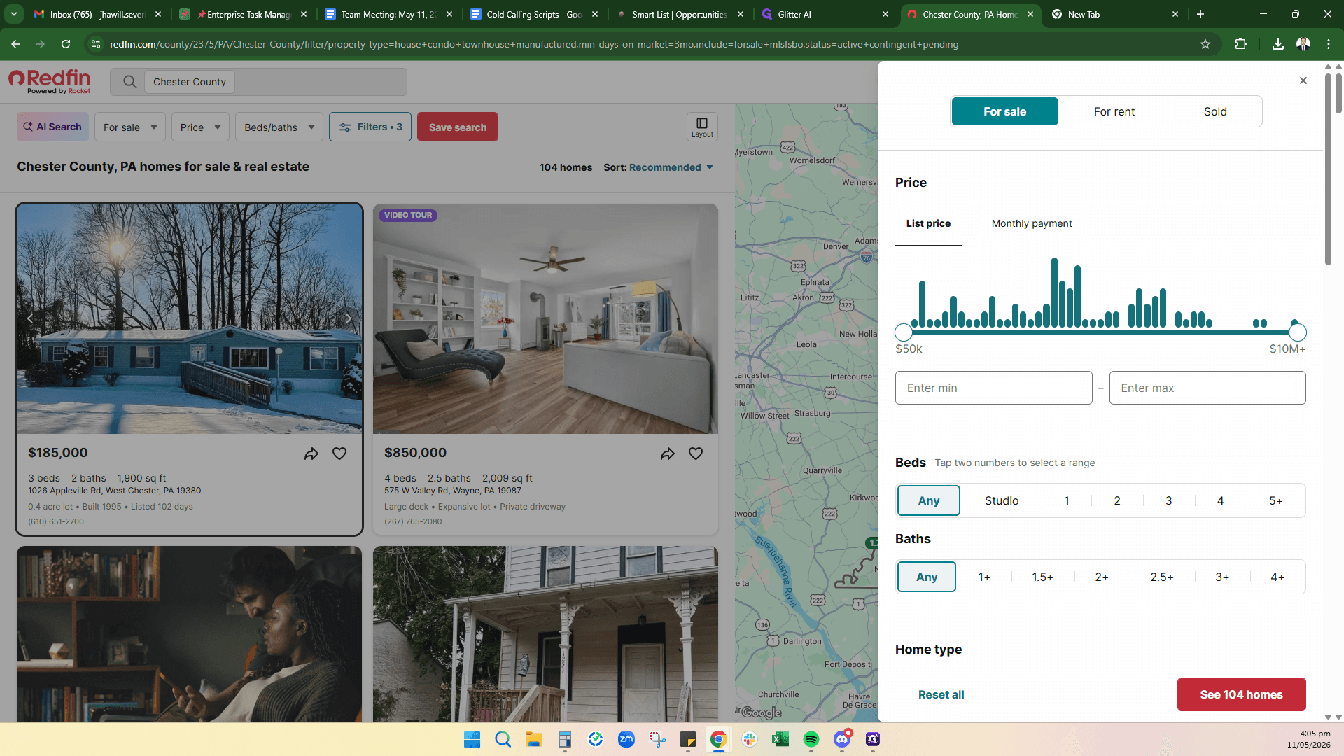 Step #10: Click See homes at the bottom of the filter panel to apply your search criteria.