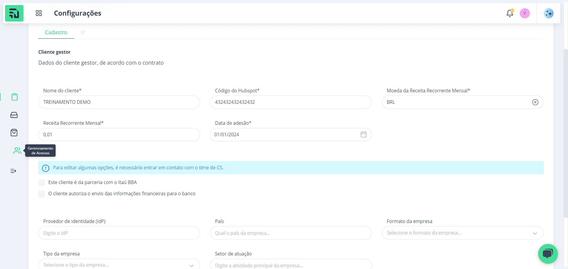Step #2: Dentro de Configurações, acesse a aba "Gerenciamento de Acessos"