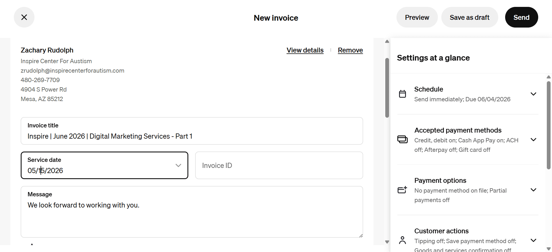 Step #8: Click the Service date input field.