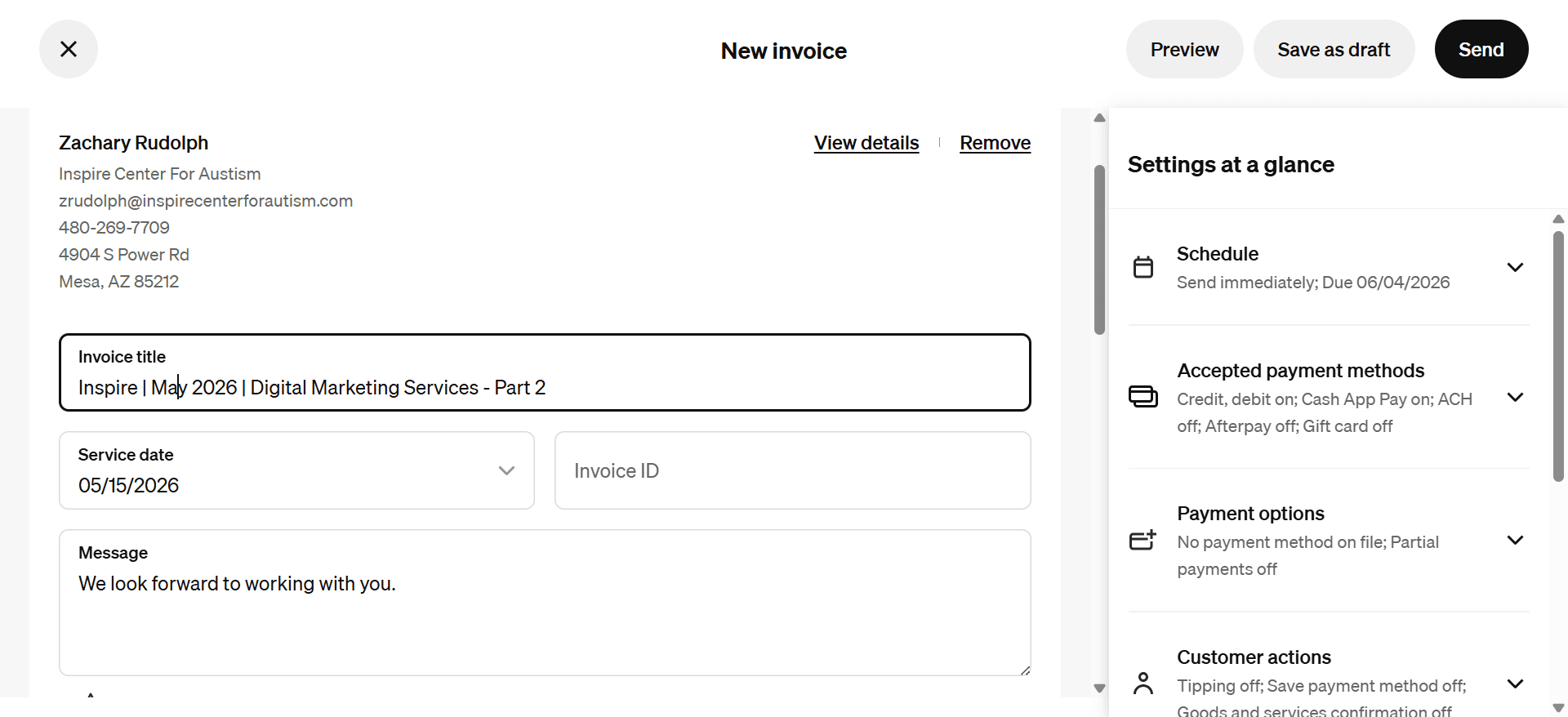 Step #6: Click the Invoice title text field.