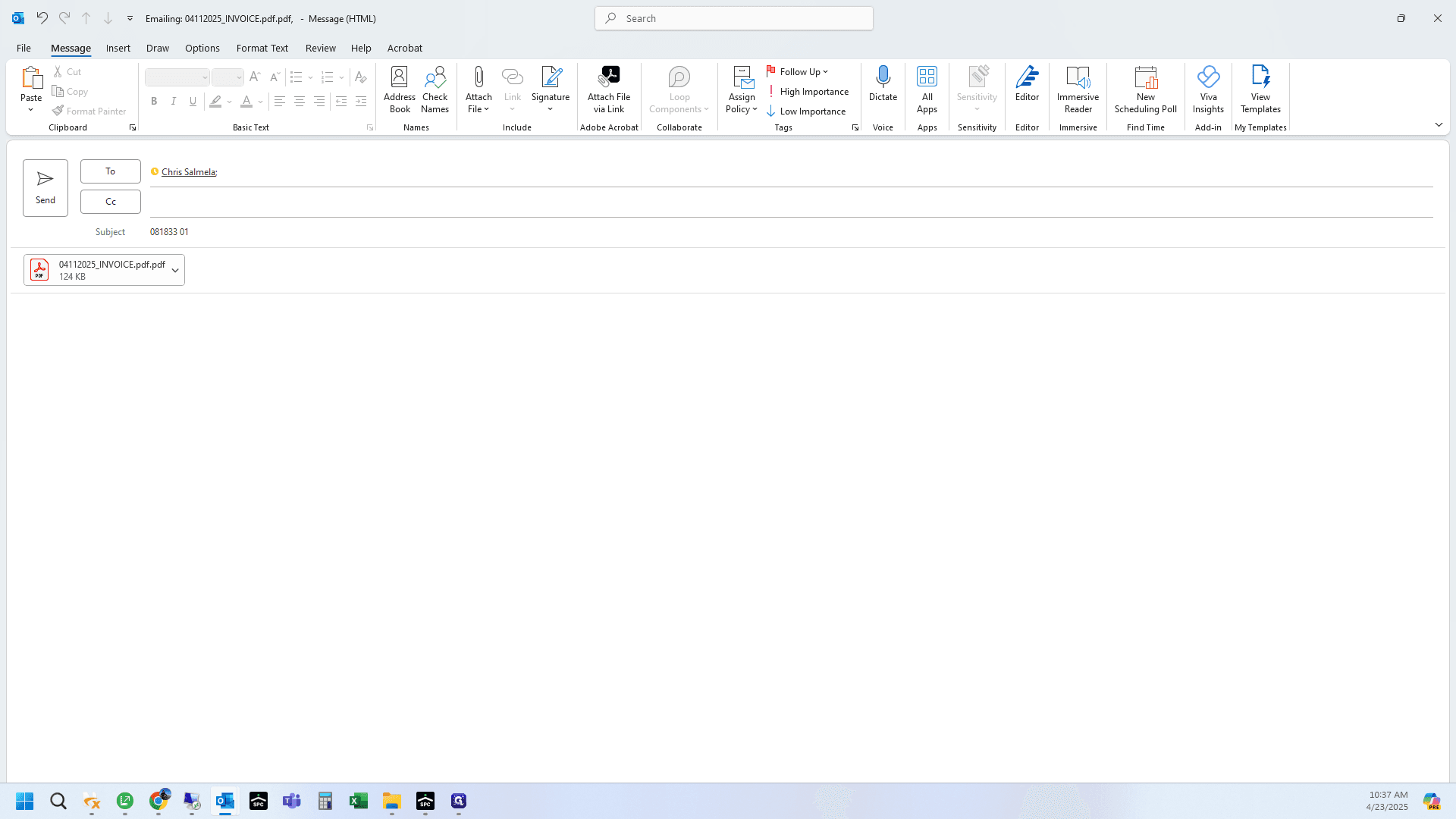 Step #15: Always use the Invoice number as the subject, otherwise it is very difficult to locate later if needed.