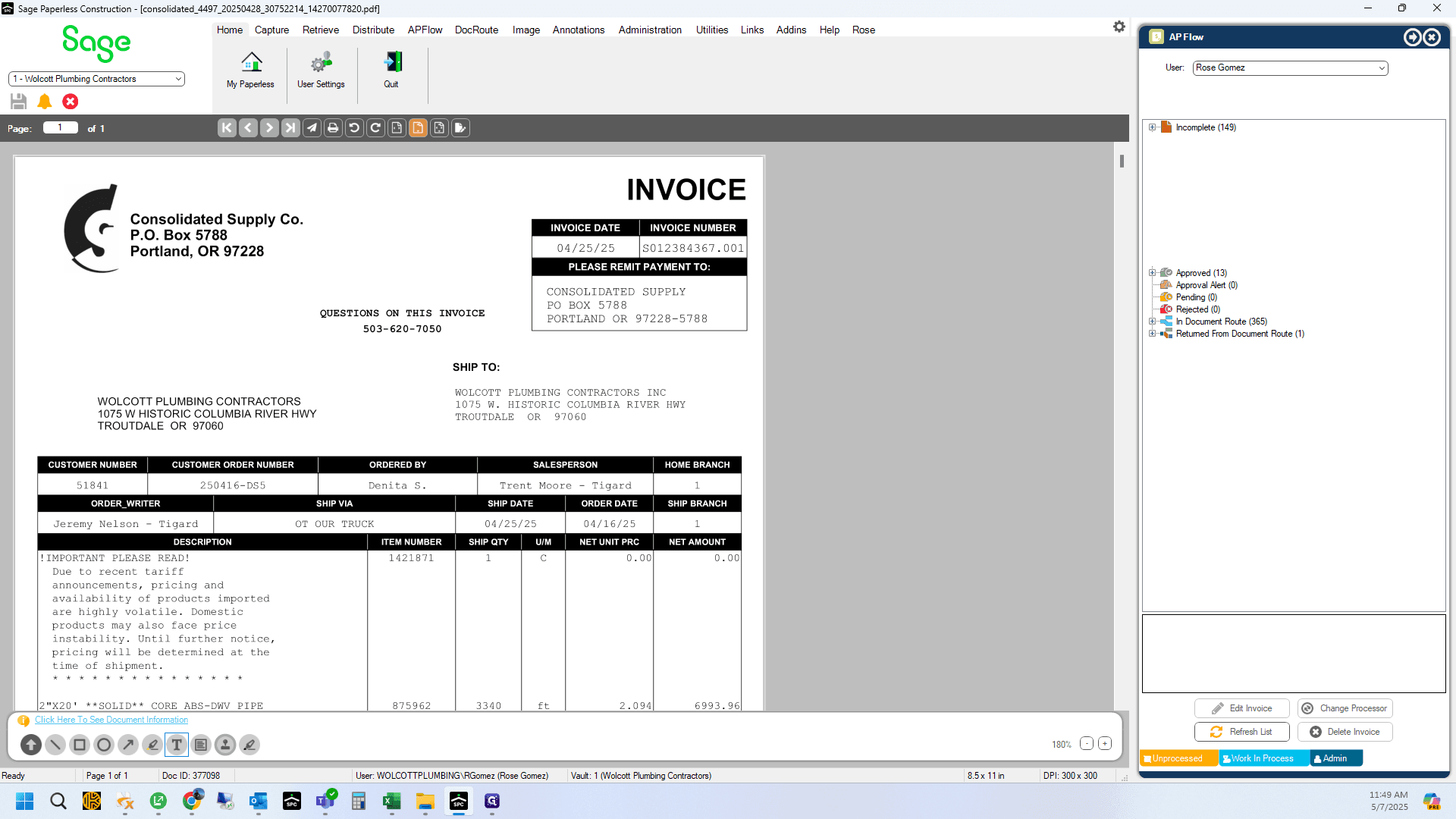 Step #2: Click here "Incomplete Inbox" Invoices are sorted by vendor