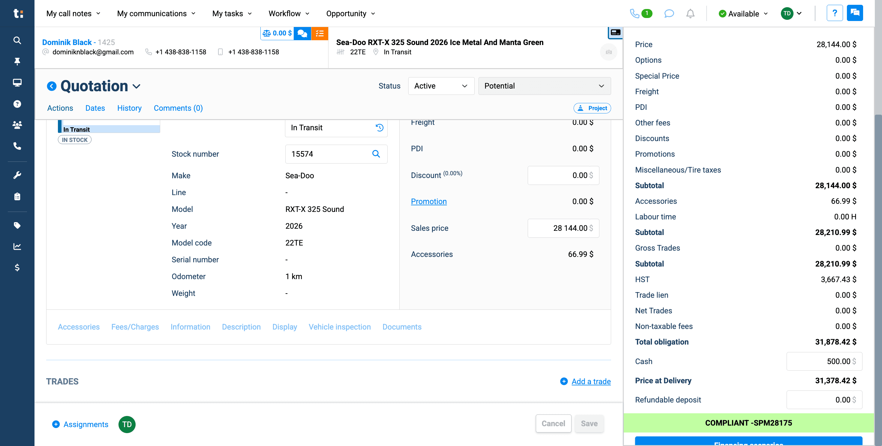 Step #21: Now you're ready to send your quote to the customer. Go to Actions