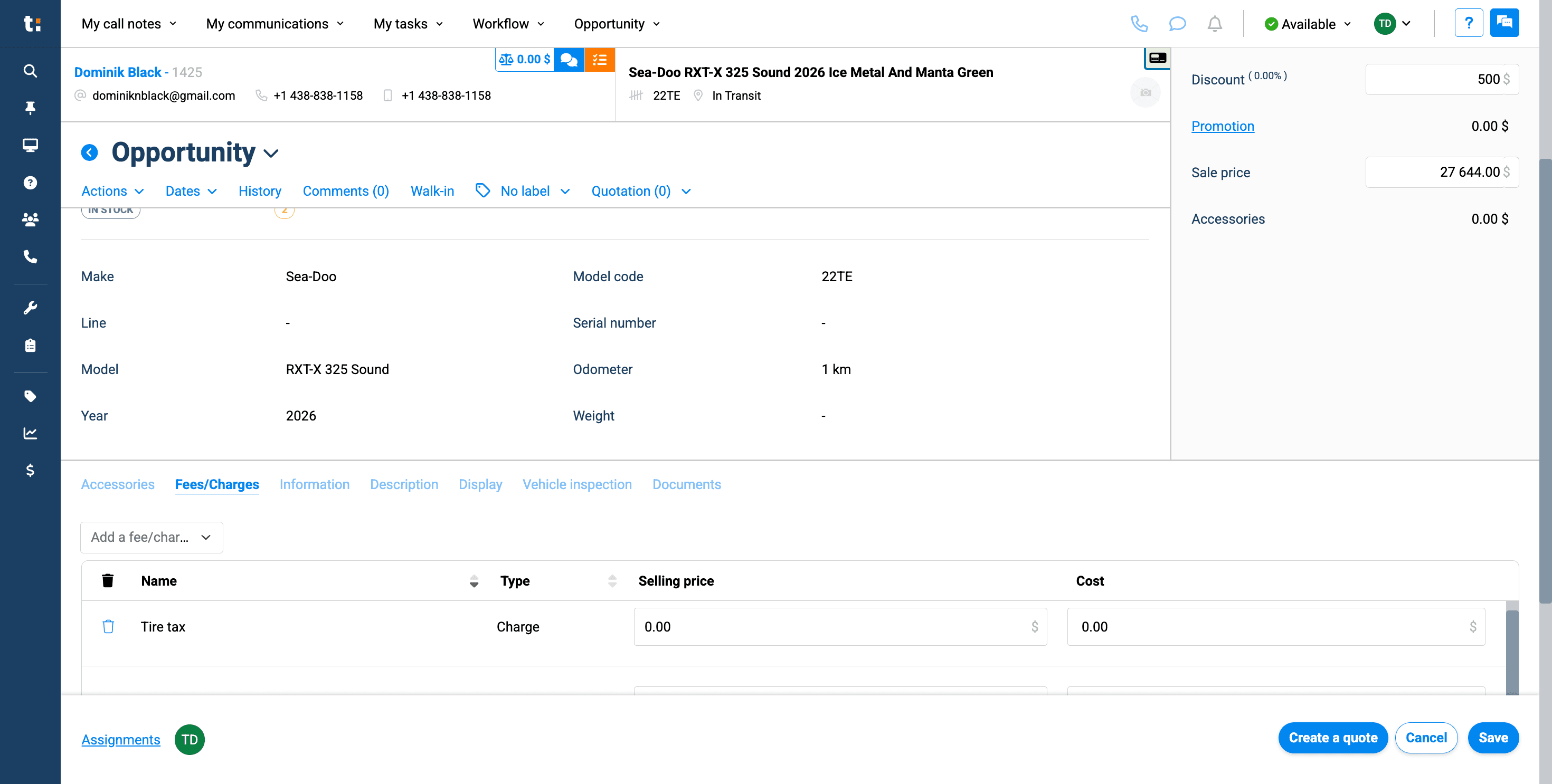 Step #14: Add fees/charges