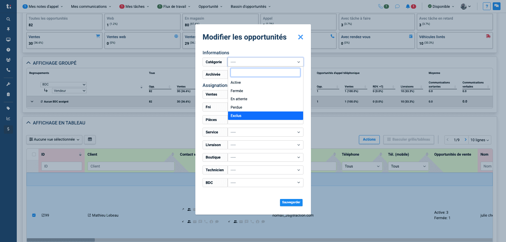 Step #10: Cliquer sur le statut Exclus