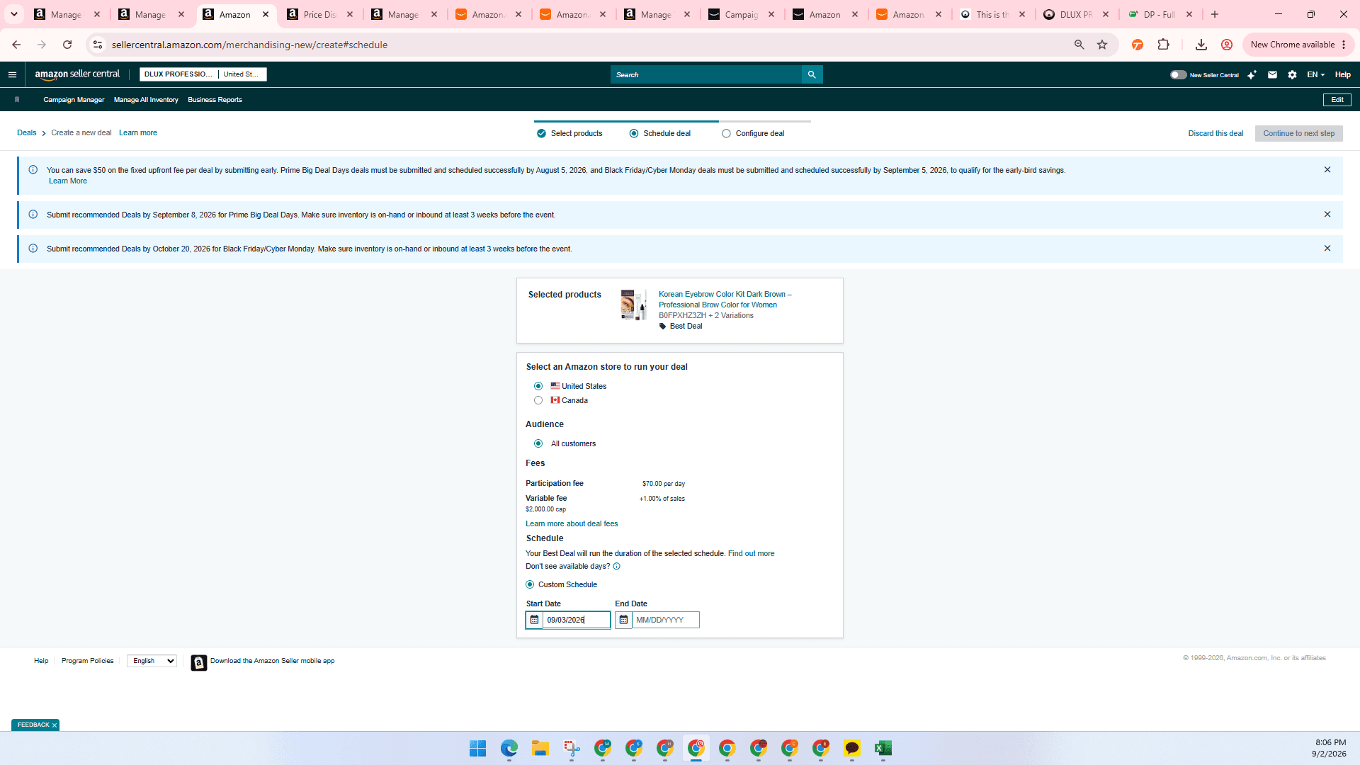 Step #40: Click the End Date field and set the deal completion date.