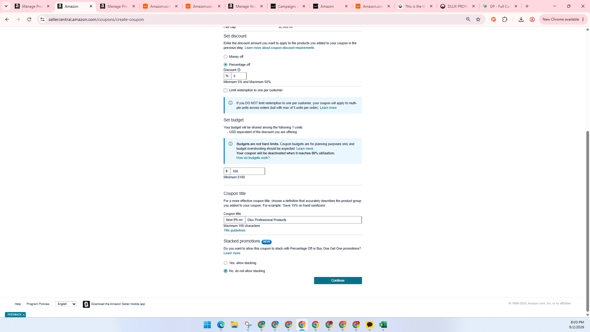 Step #17: Click Continue at the bottom of the form.