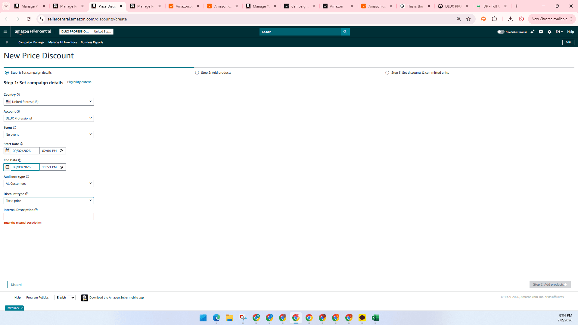 Step #25: Select the discount pricing method from the Discount type dropdown.