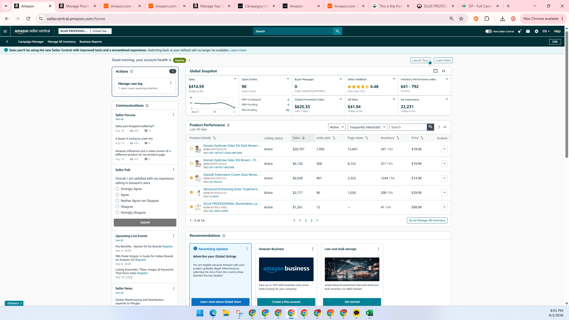 Step #1: Click the main navigation menu icon in Seller Central.