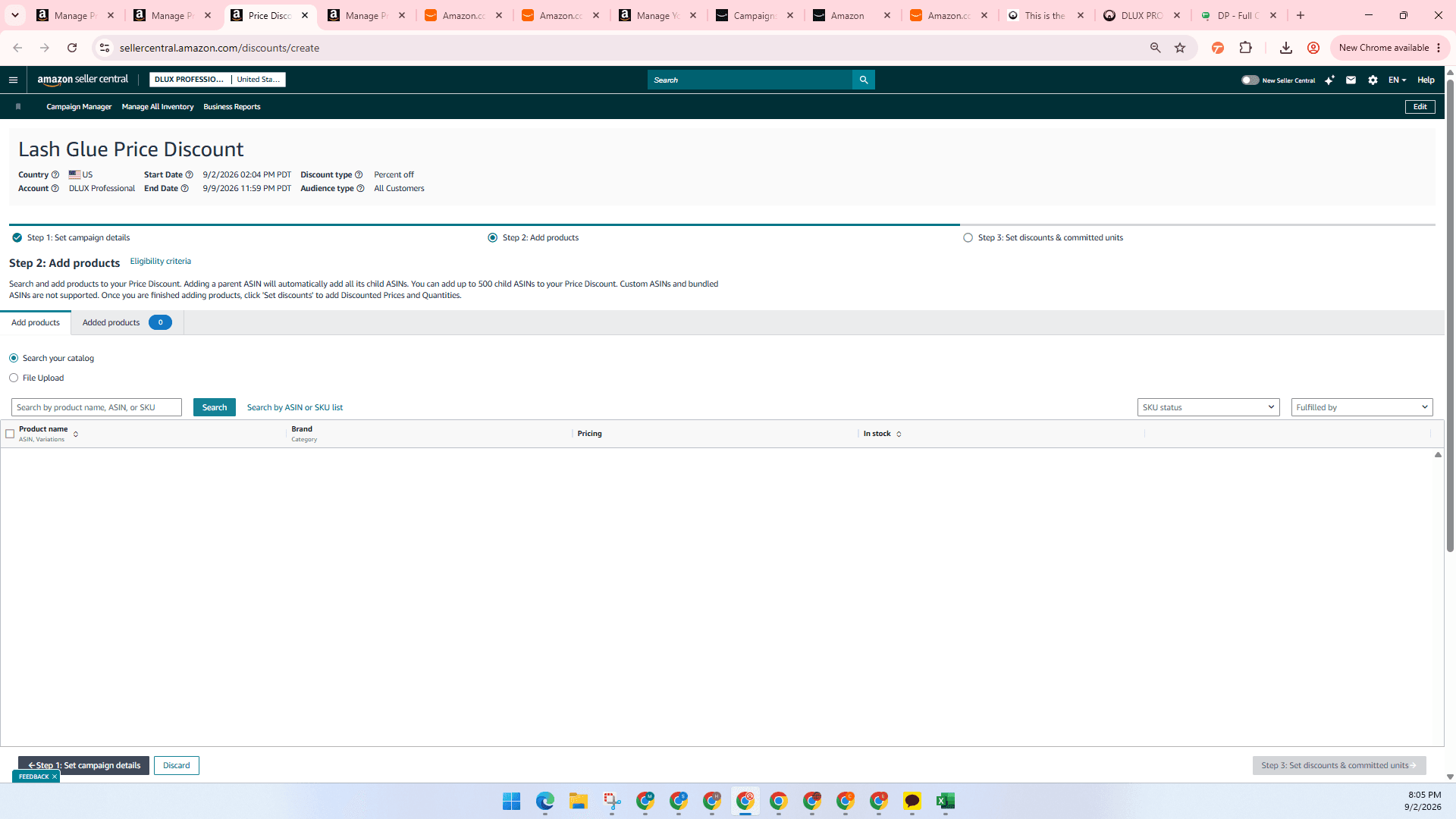 Step #28: Enter the product ASIN or SKU into the search input.