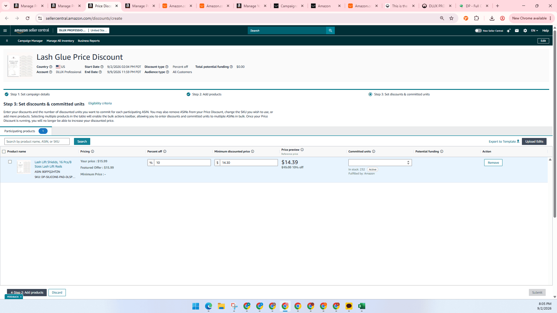 Step #34: Enter the quantity of inventory allocated for this promotion in the Committed units field.