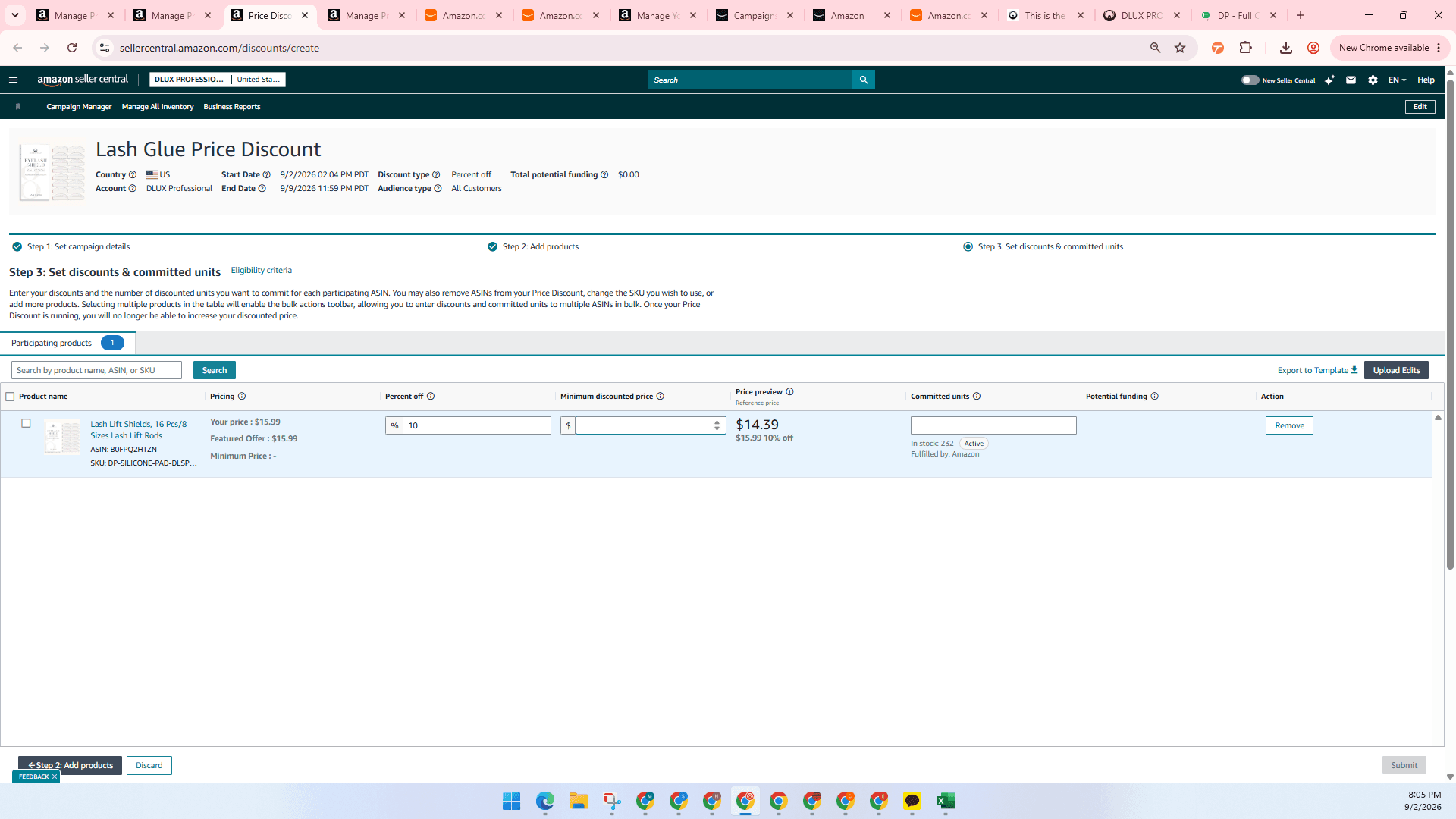 Step #33: Enter the minimum discounted threshold price in the Minimum discounted price field.