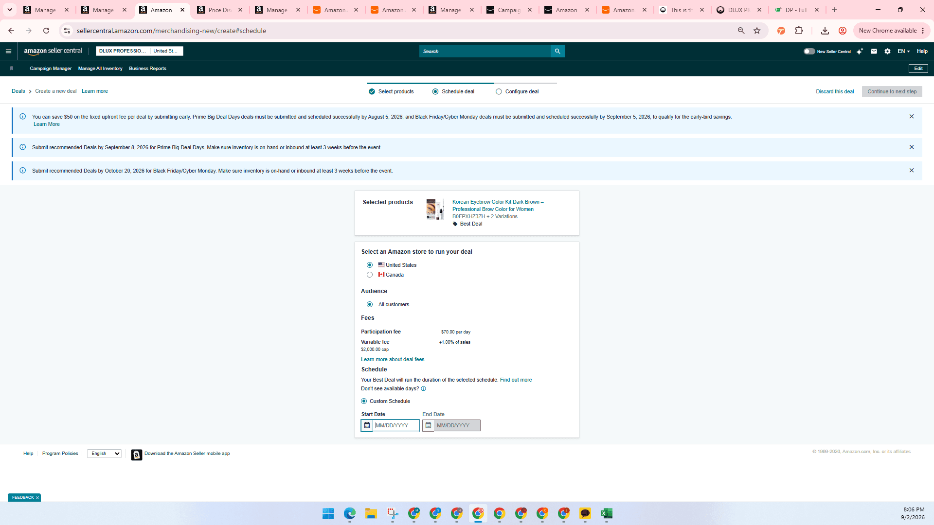 Step #39: Click the Start Date field and select the desired campaign start date.
