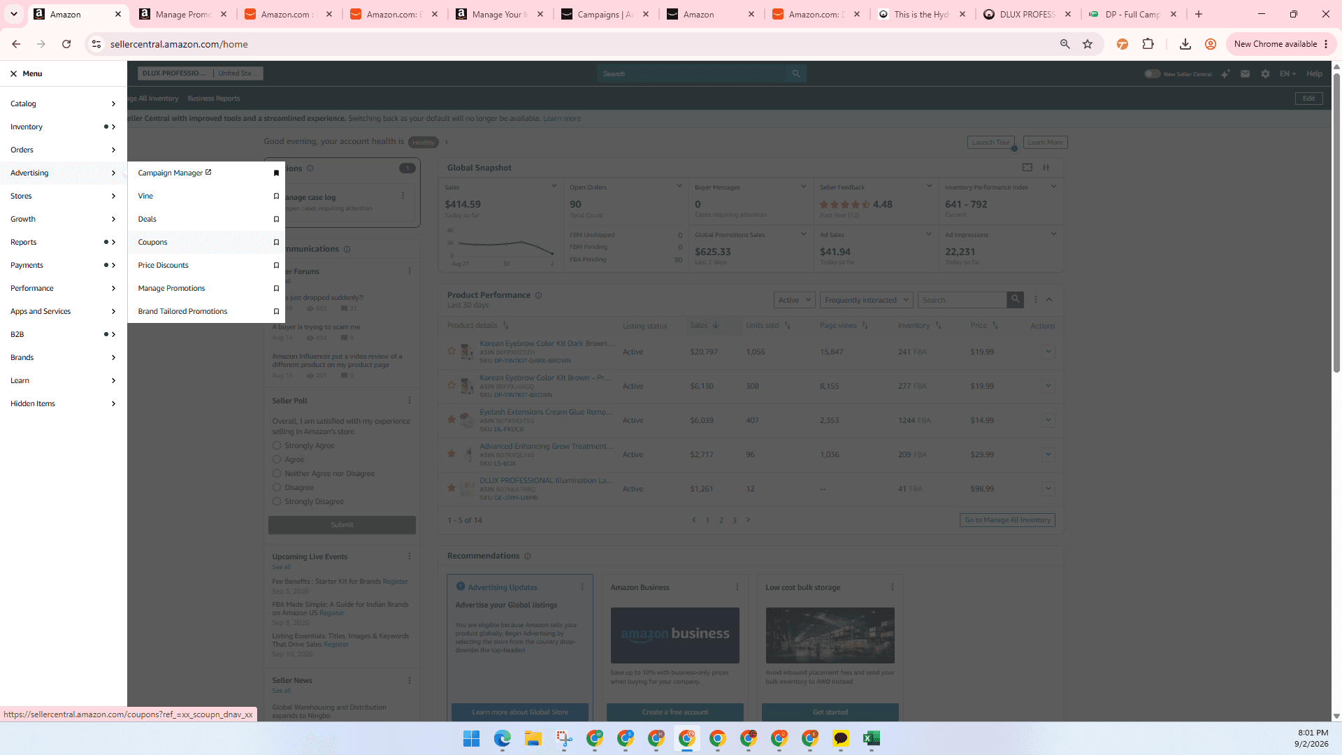 Step #2: Click Coupons under the Advertising section.