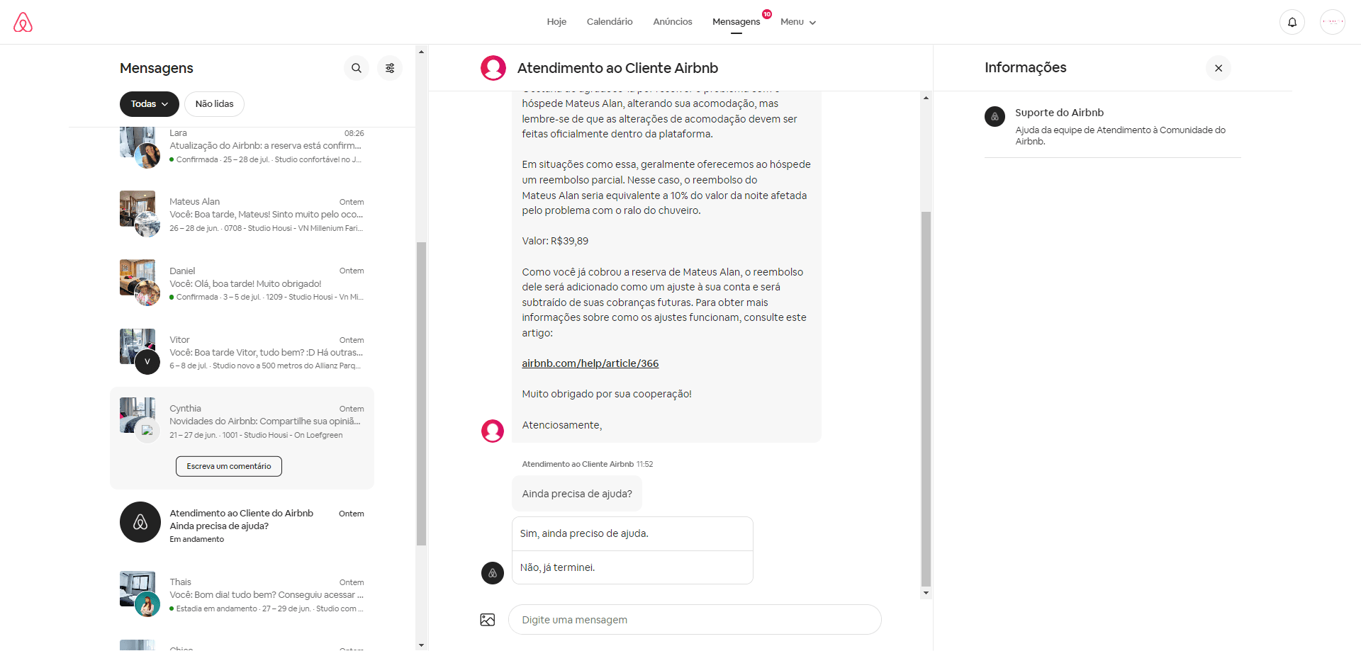 Step #3: {{{event}}} "Atendimento ao Cliente do Airbnb"