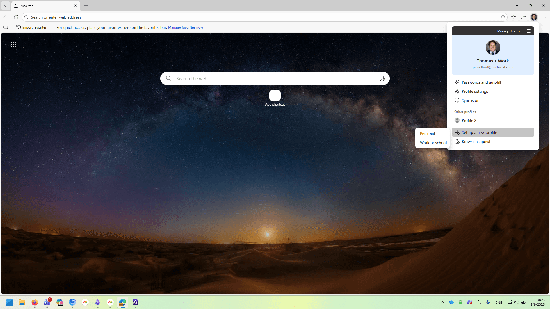 Step #2: Click on "Set up a new profile"