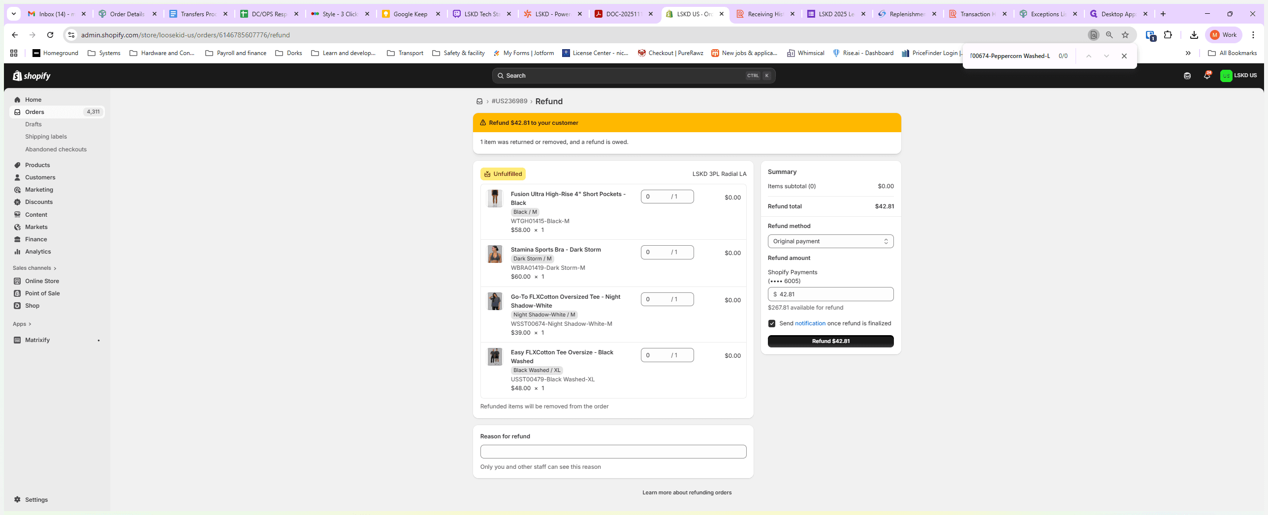 Step #18: Refund full amount