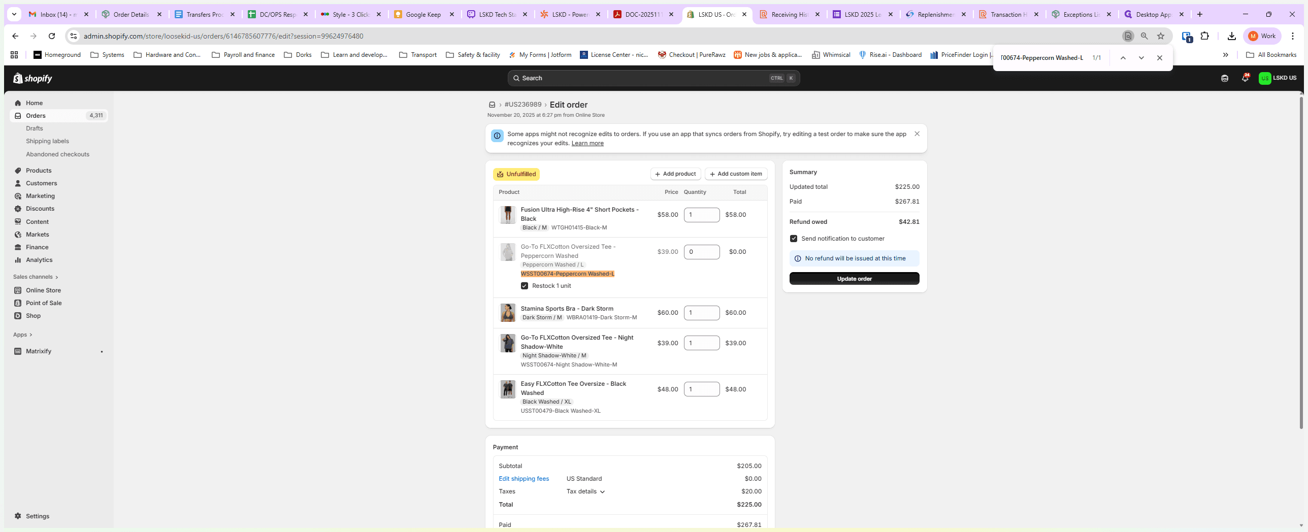 Step #16: Click on "Update order"
