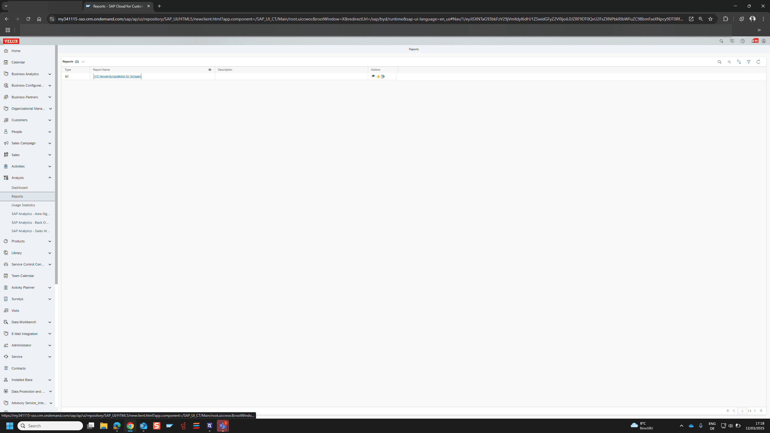 Step #7: Click on "V - D Verwendungsdetails für Vorlagen"