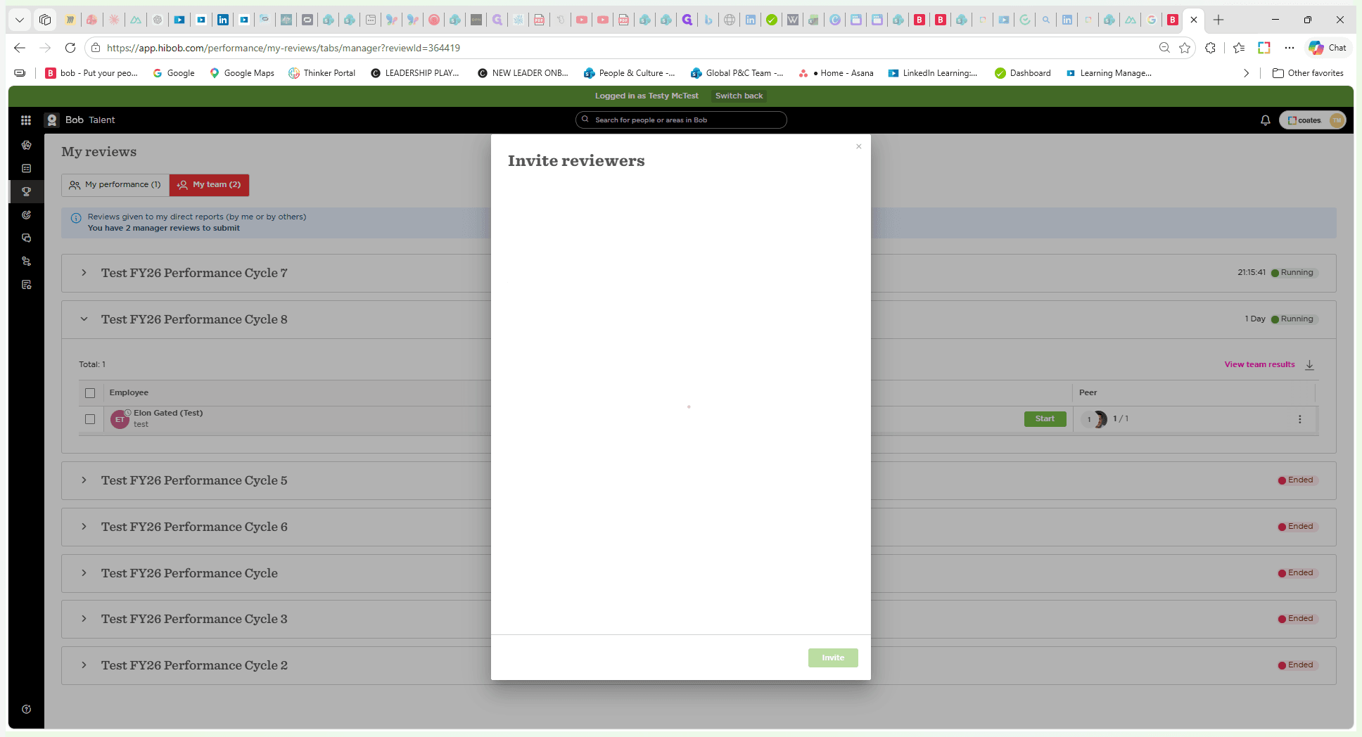 Step #9: Click Invite to send the feedback requests to the selected peers.