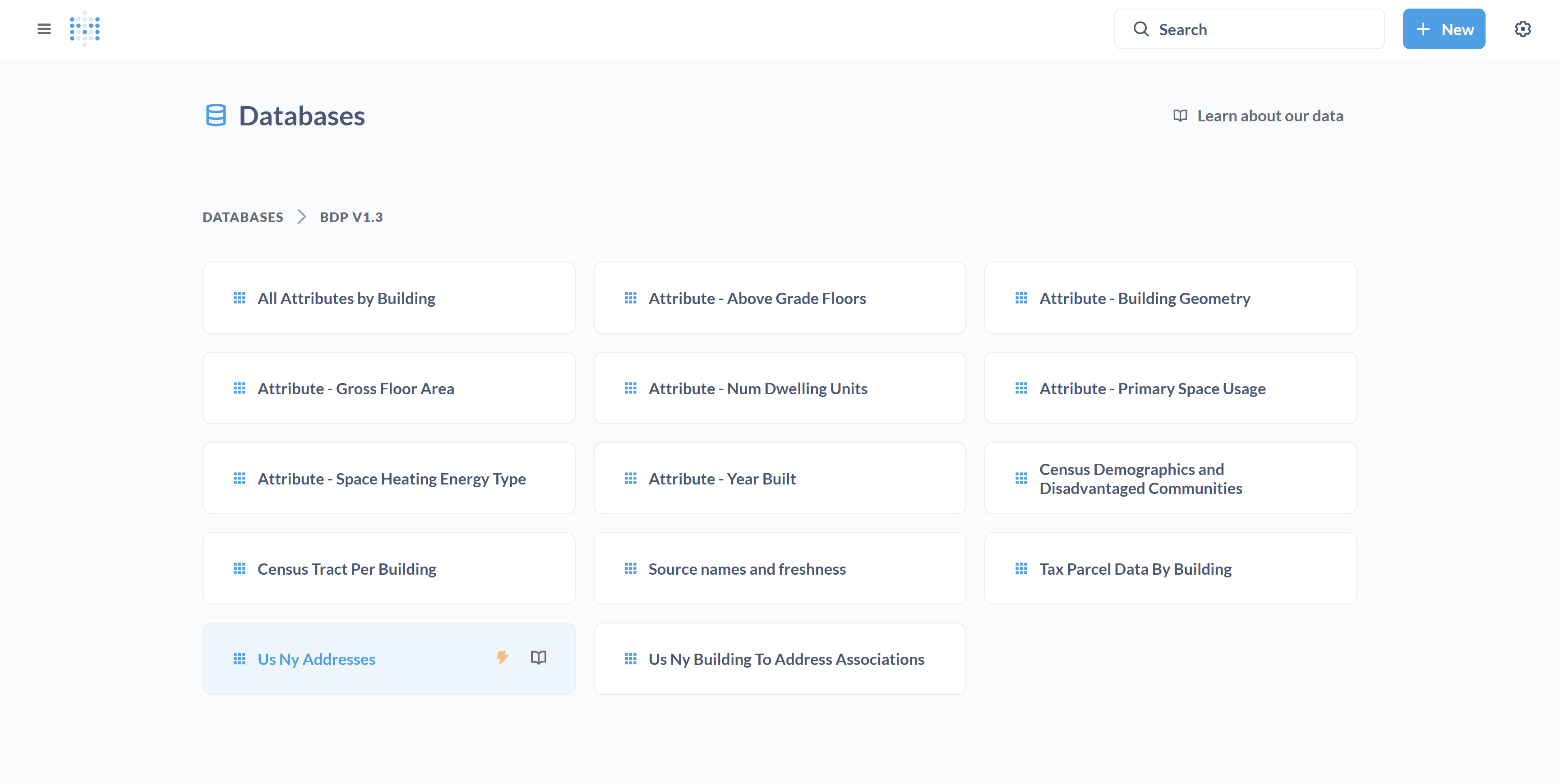 Step #5: Return to the database and click on "US New York Addresses" to open the table.