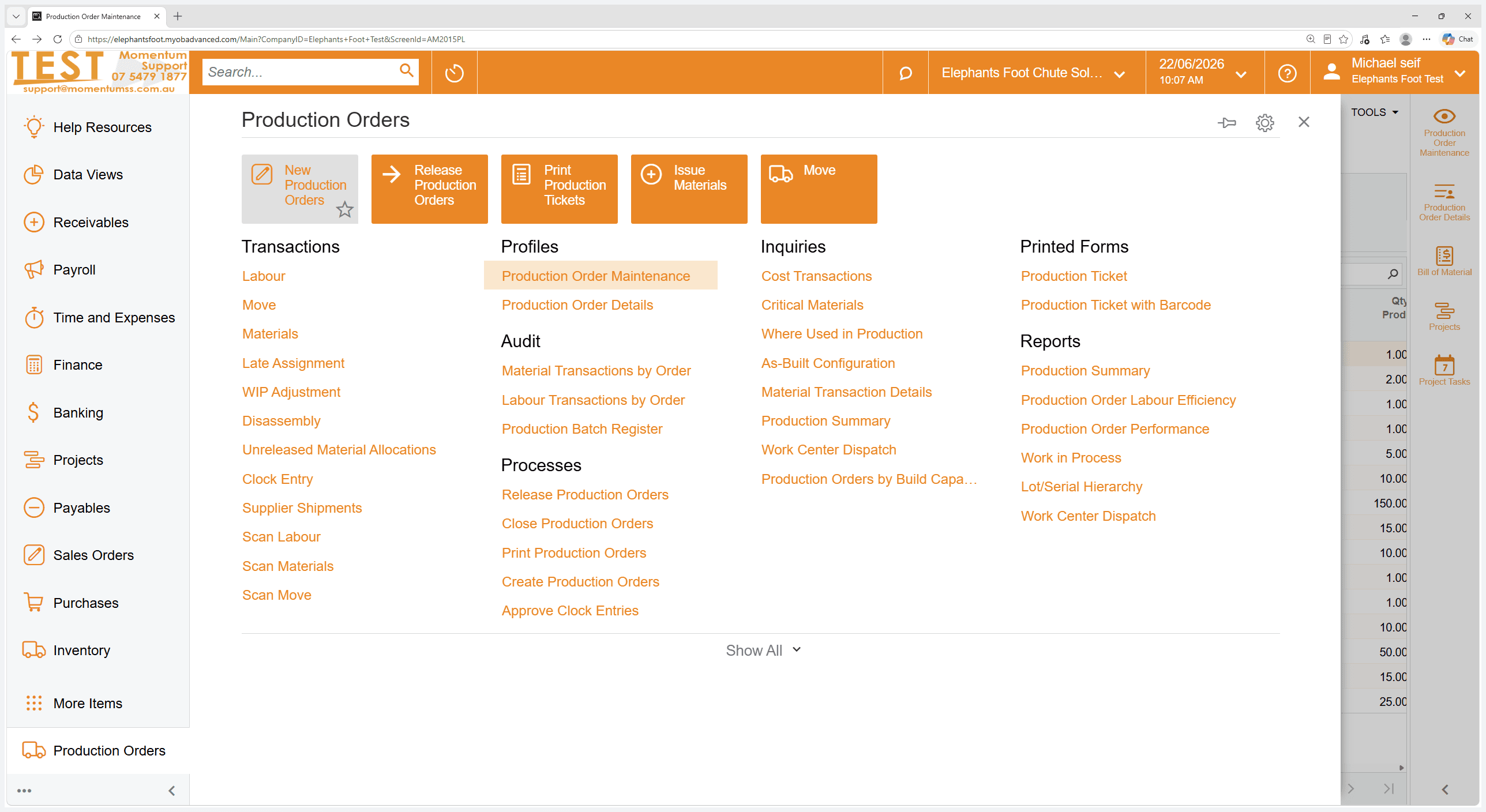 Step #1: Navigate to the Production module and click New Production Orders.