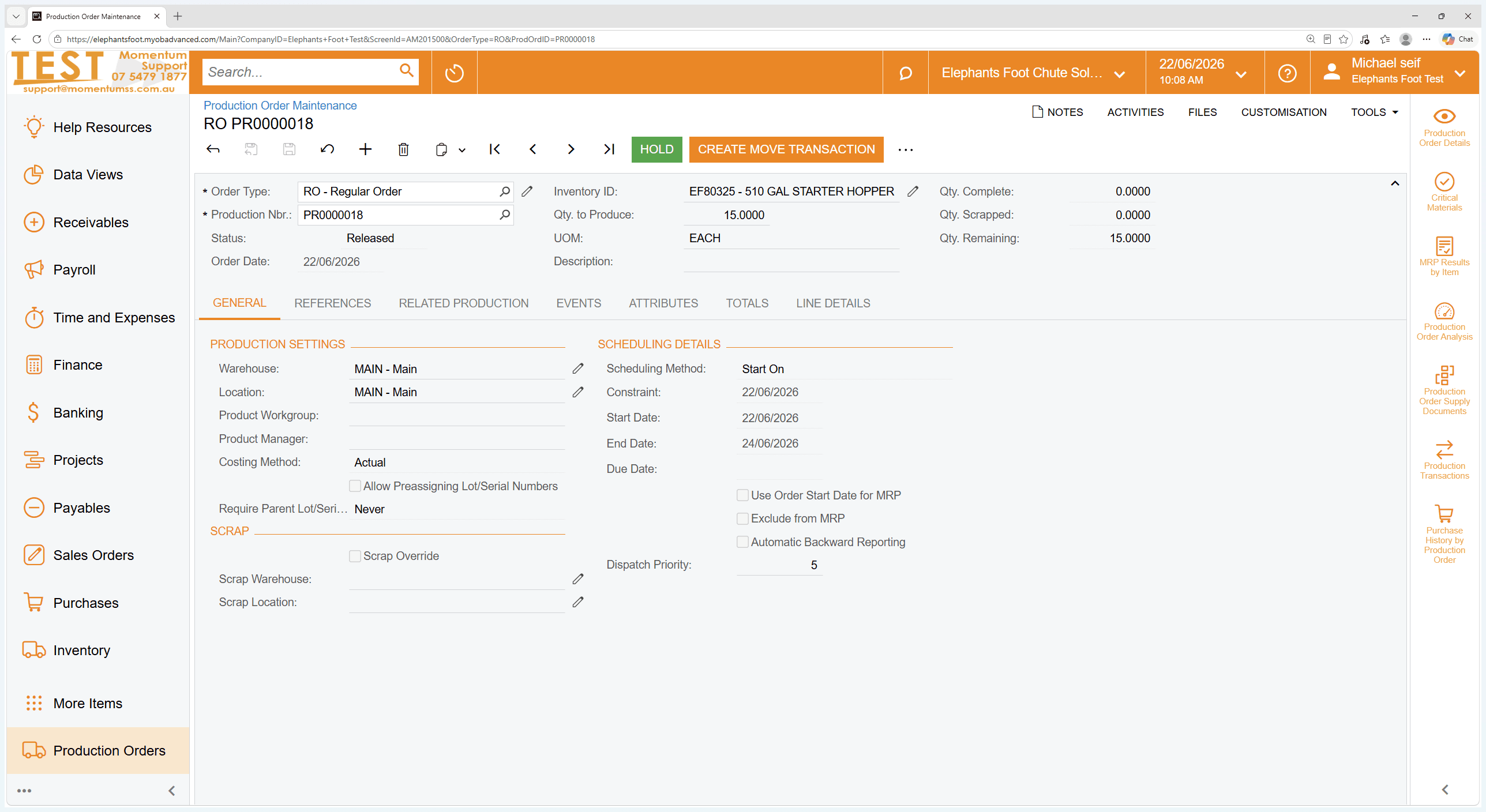Step #8: Click CREATE MOVE TRANSACTION