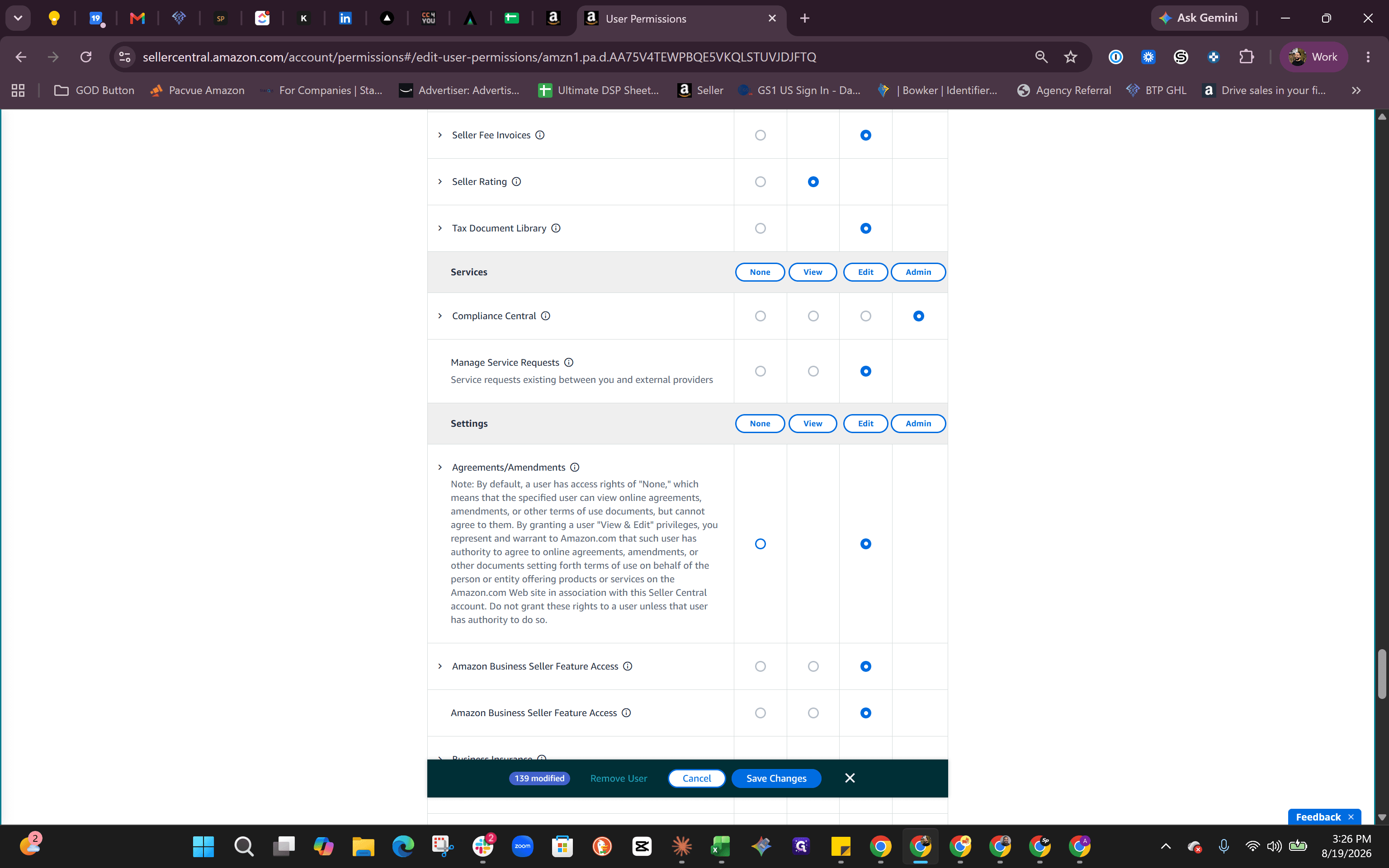 Step #8: Locate each of the permissions listed above and set their access level to None.